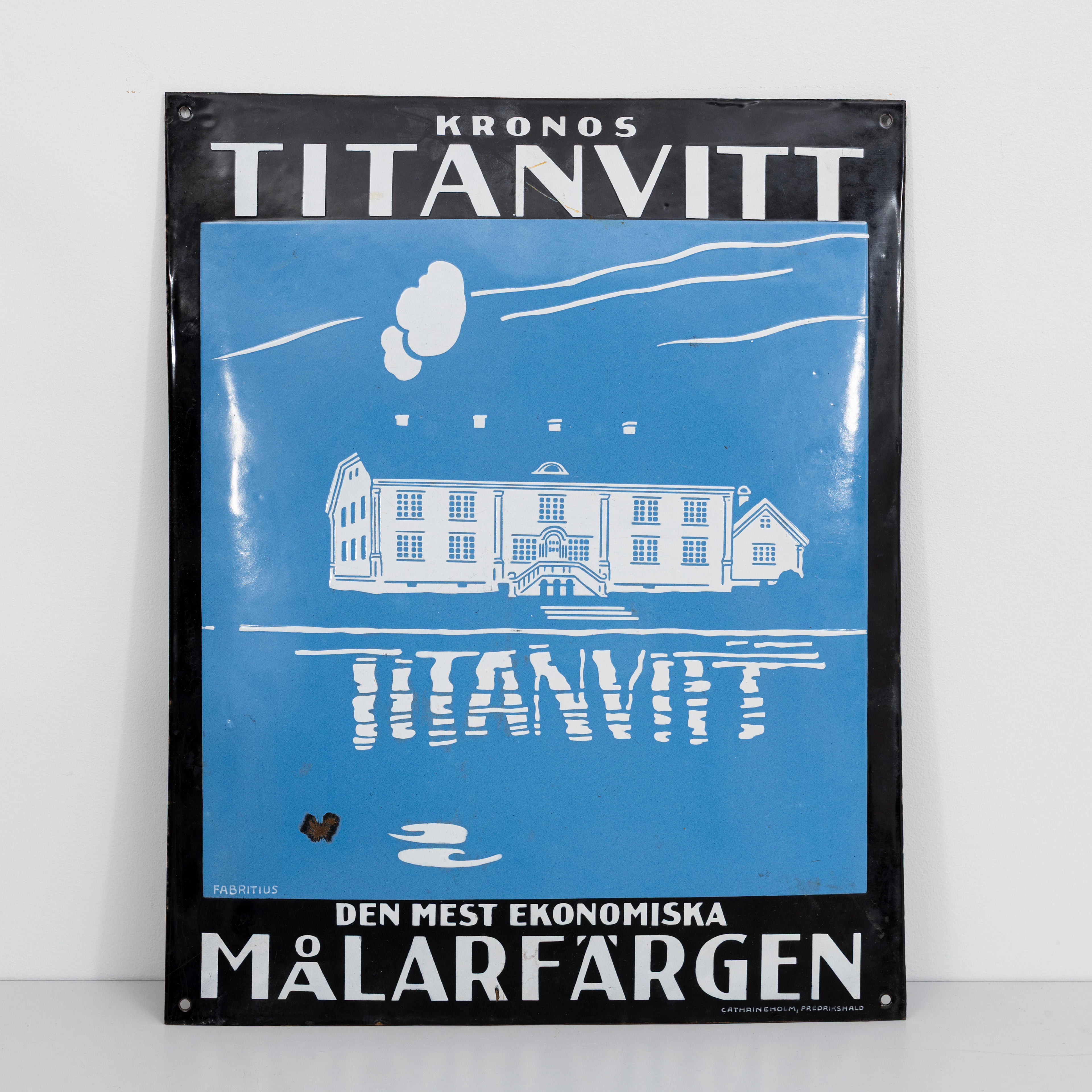 KRONOS TITANVITT, emaljskylt.