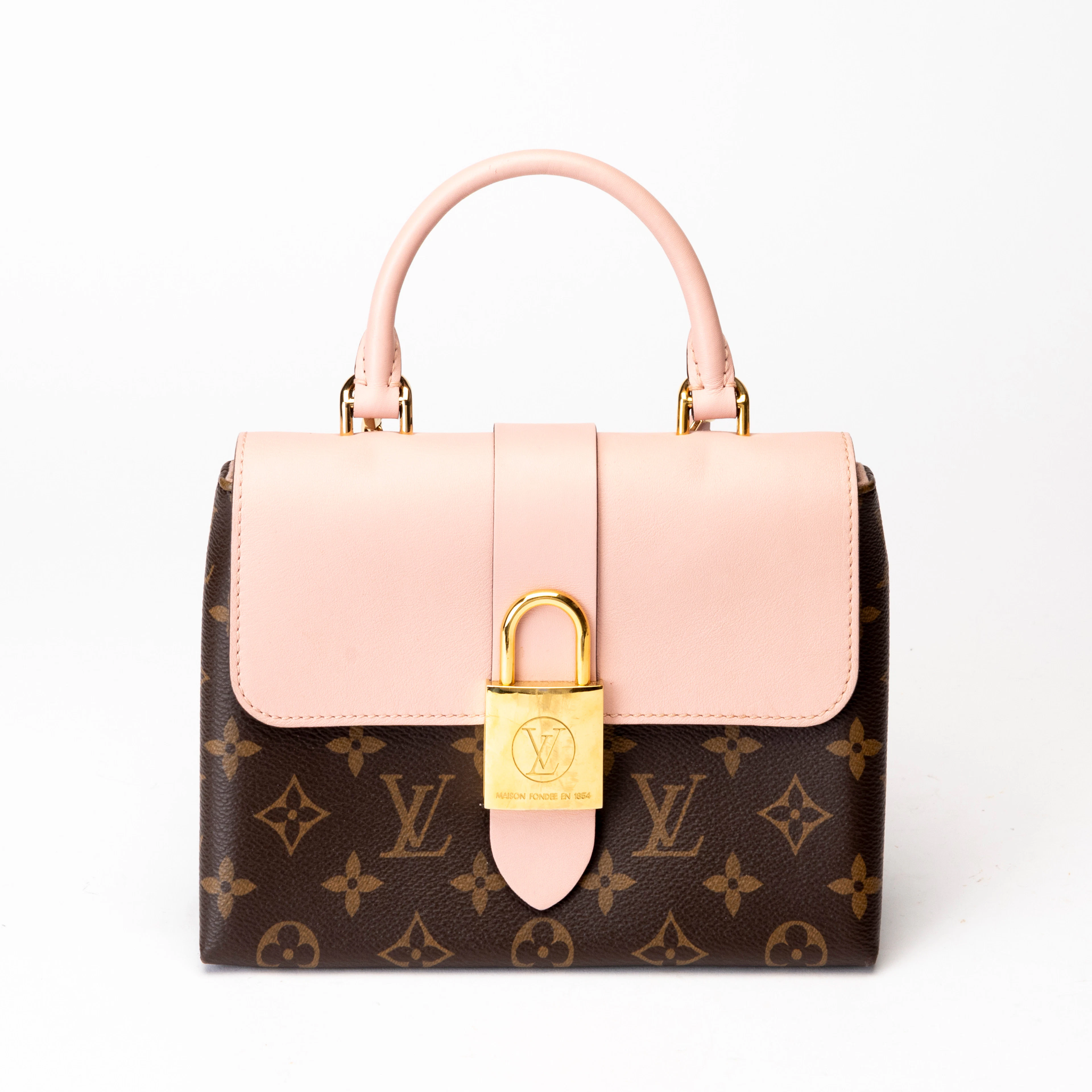 LOUISE VUITTON. Handväska, monogramcanvas och rosa läder, "Locky BB".