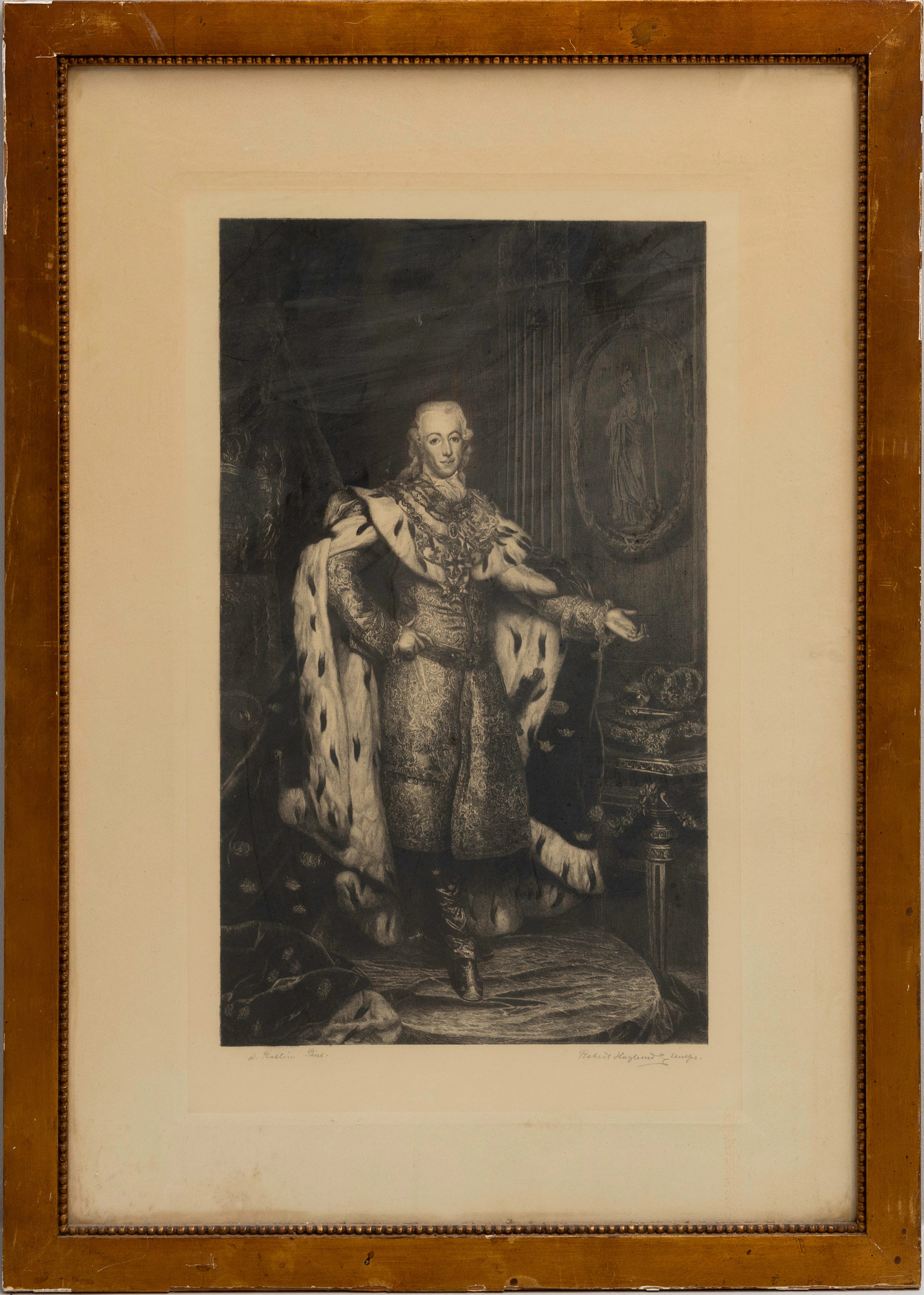 ROBERT HAGLUND (1844-1930). Gustav III, etsning, efter Alexander Roslin.