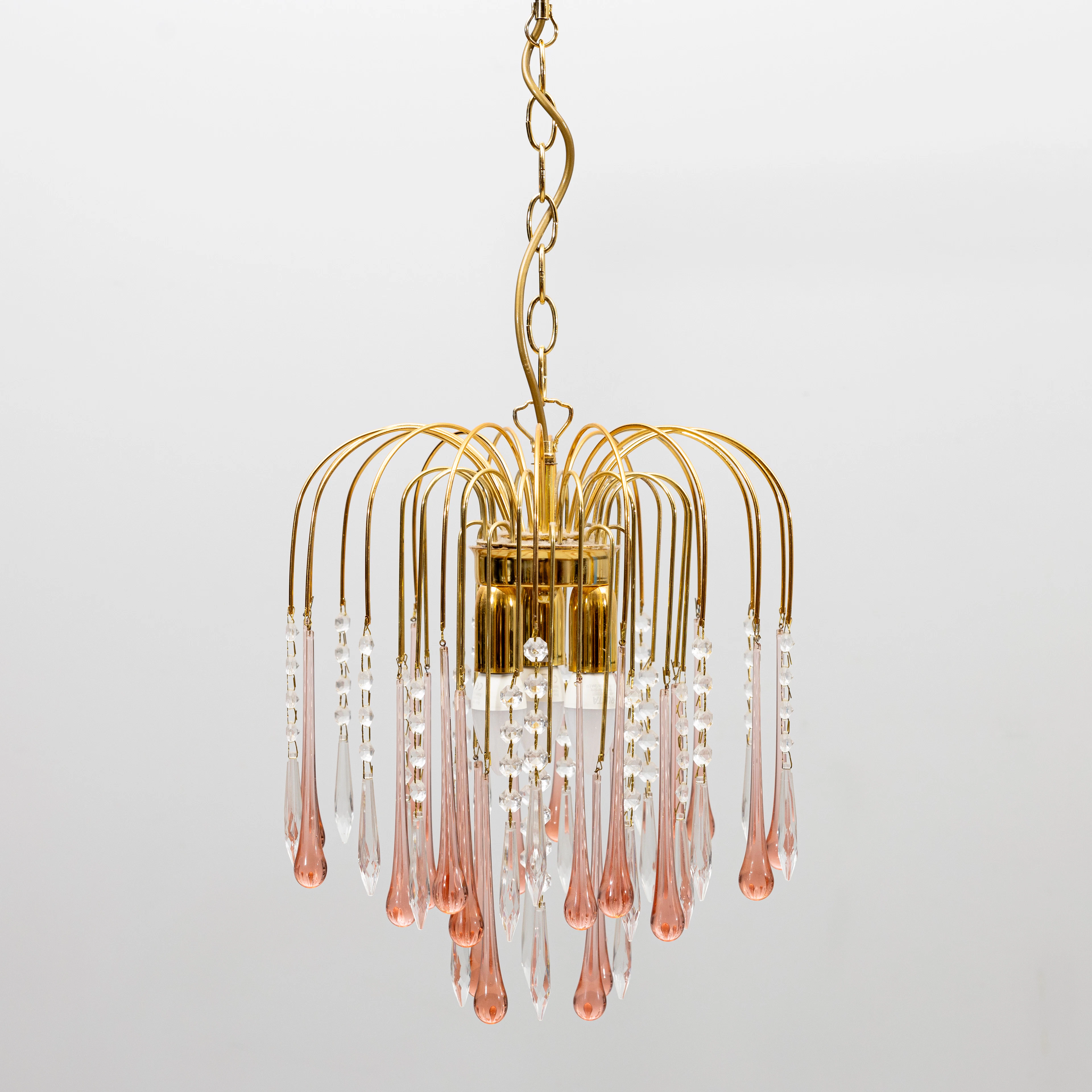 TAKLAMPA, mässing och glas, möjligen Paolo Venini, Murano, 1980-tal
