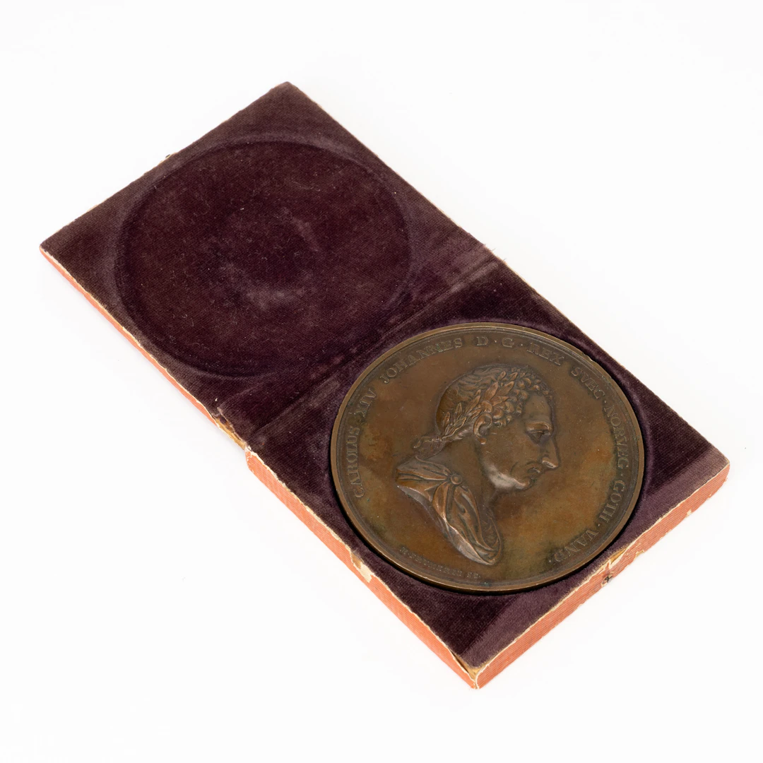 MEDALJ, Karl XIV Johan 25 års regeringsjubileum, 1843, brons.