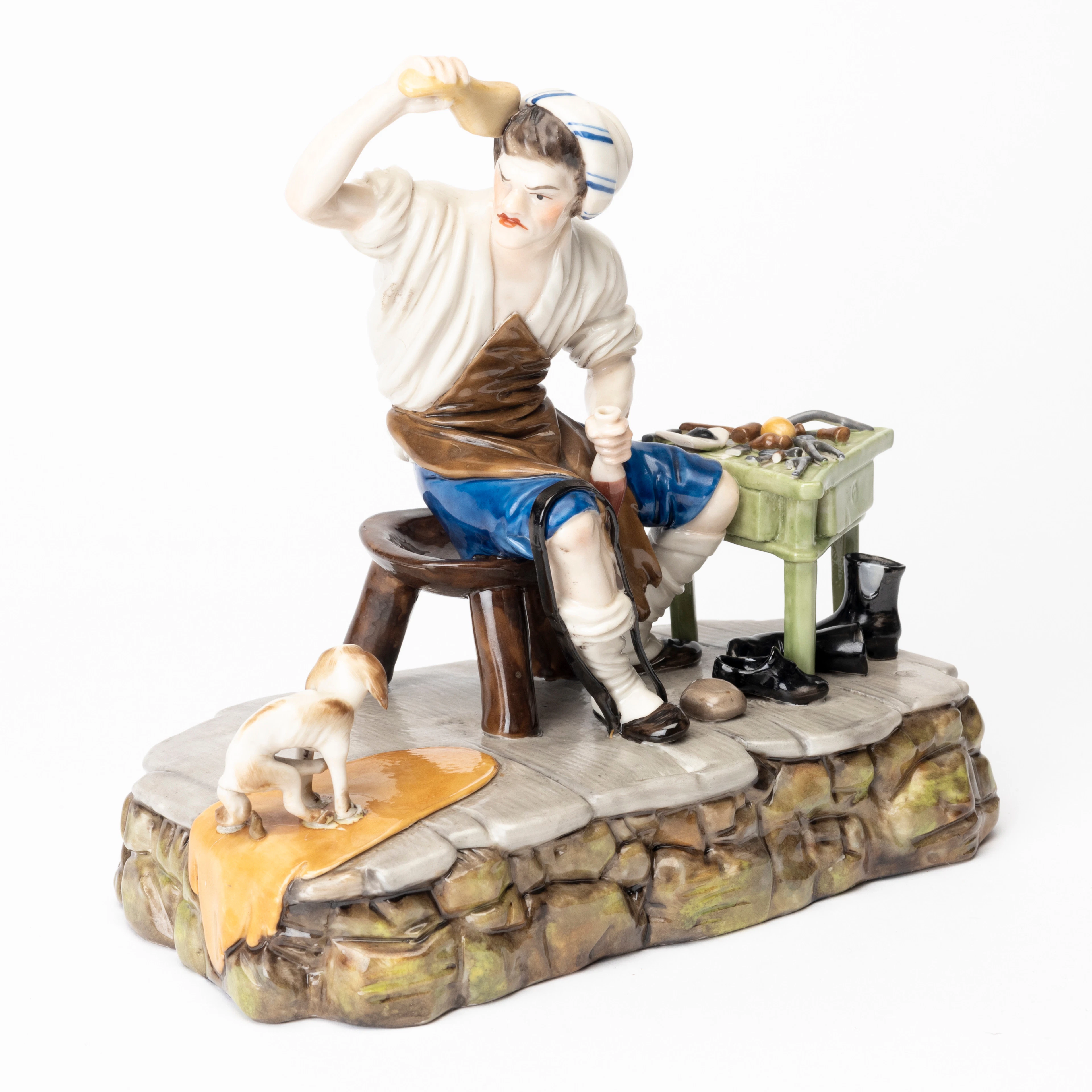 FIGURIN, porslin, Den arga skomakaren, Höchst, stämpelmärkt, Tyskland