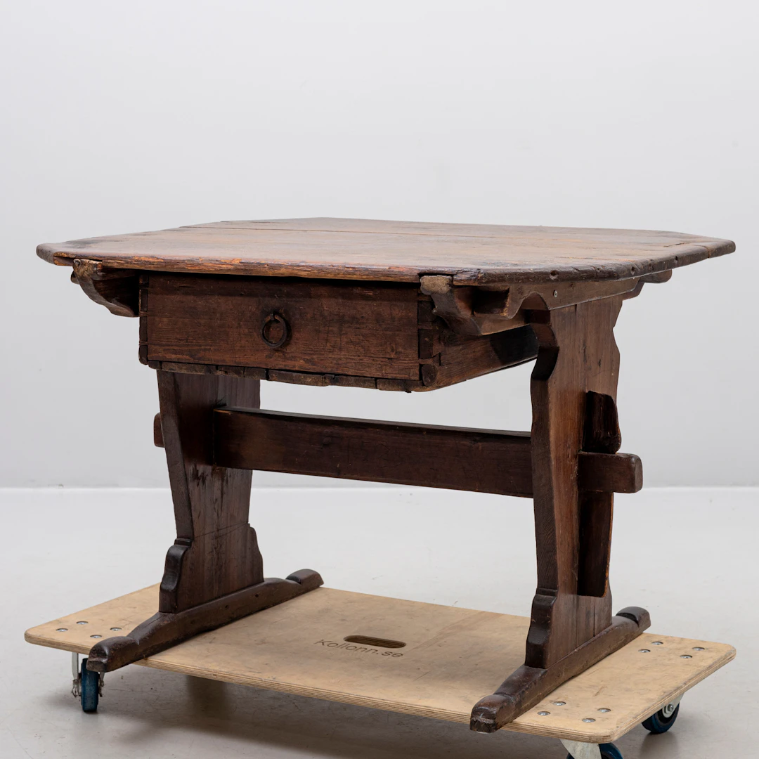 BOCKBORD med LÅDA, furu, 1800-tal.