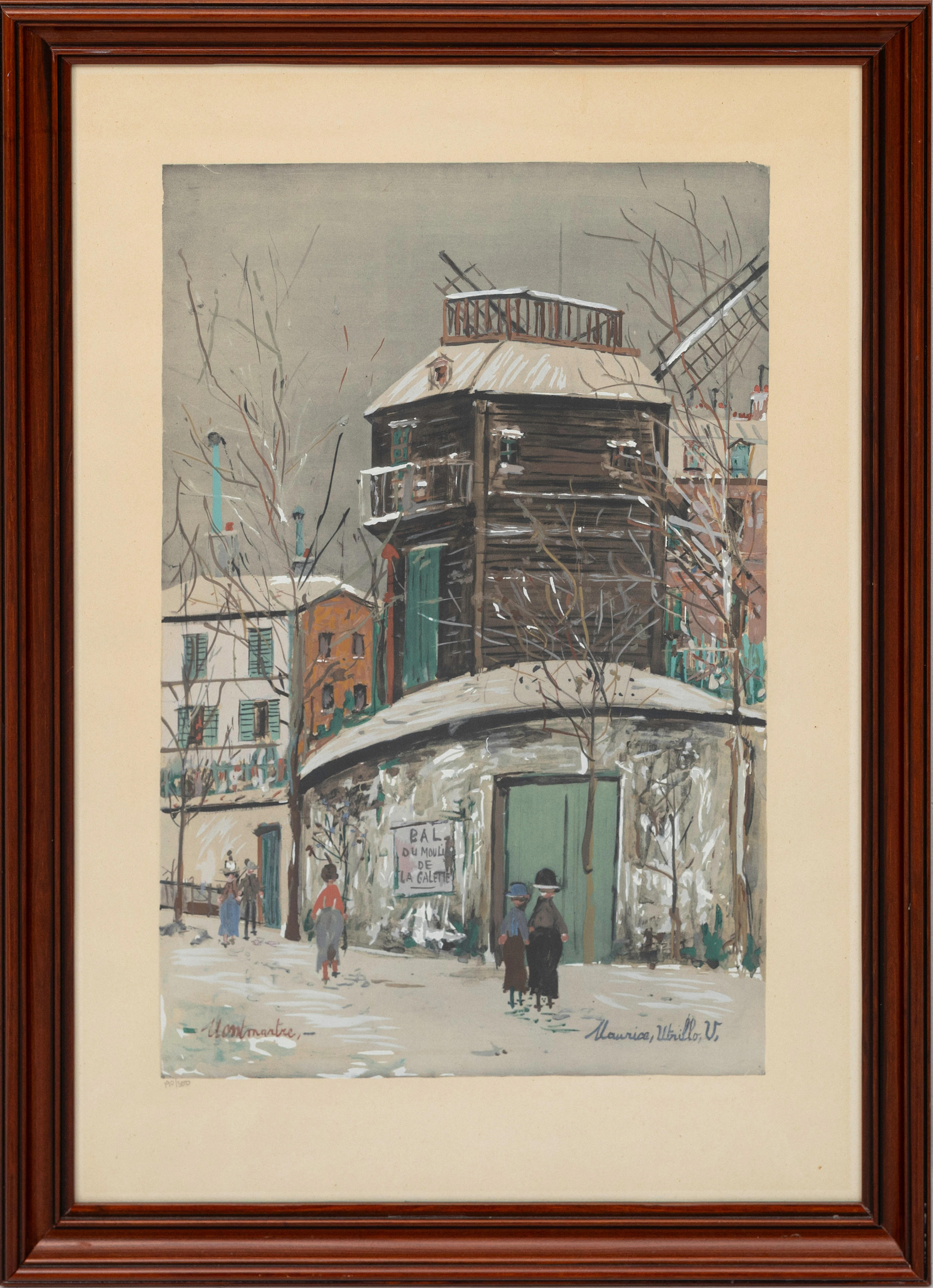 MAURICE UTRILLO. "Montmartre", färglitografi, signerad i trycket