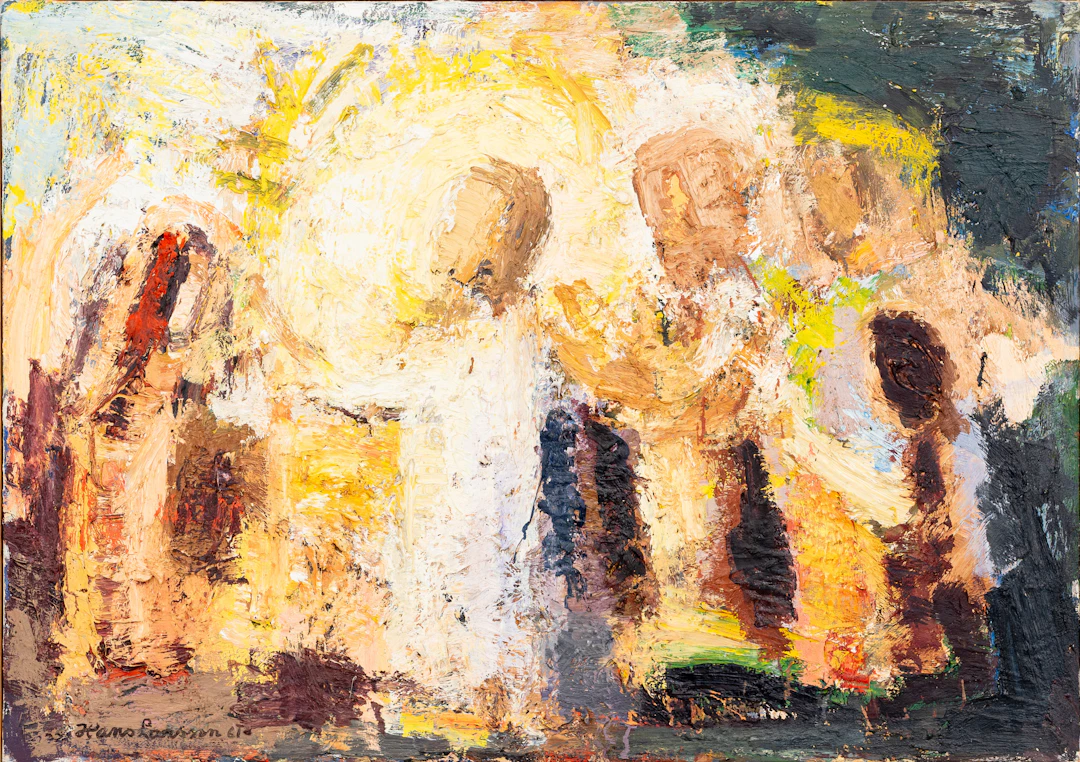 HANS LARSSON. Figurkomposition, olja på pannå, signerad, daterad 61.