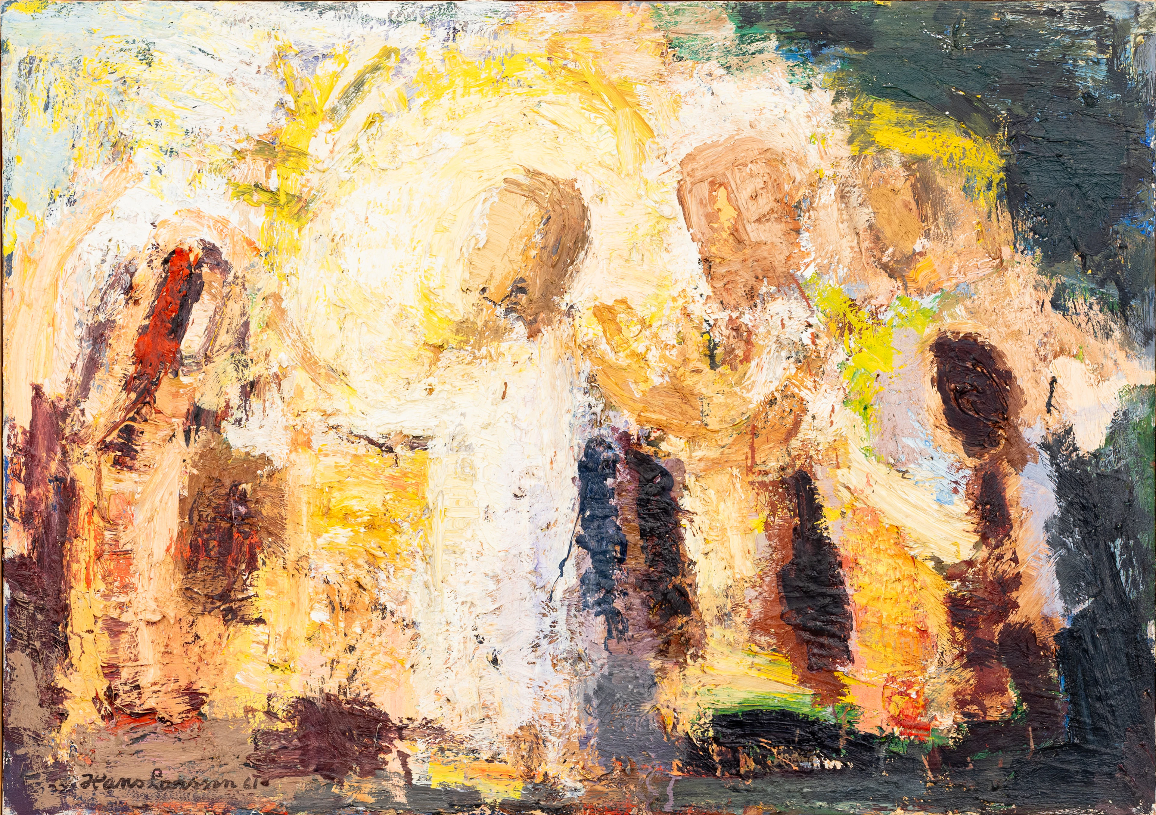 HANS LARSSON. Figurkomposition, olja på pannå, signerad, daterad 61.