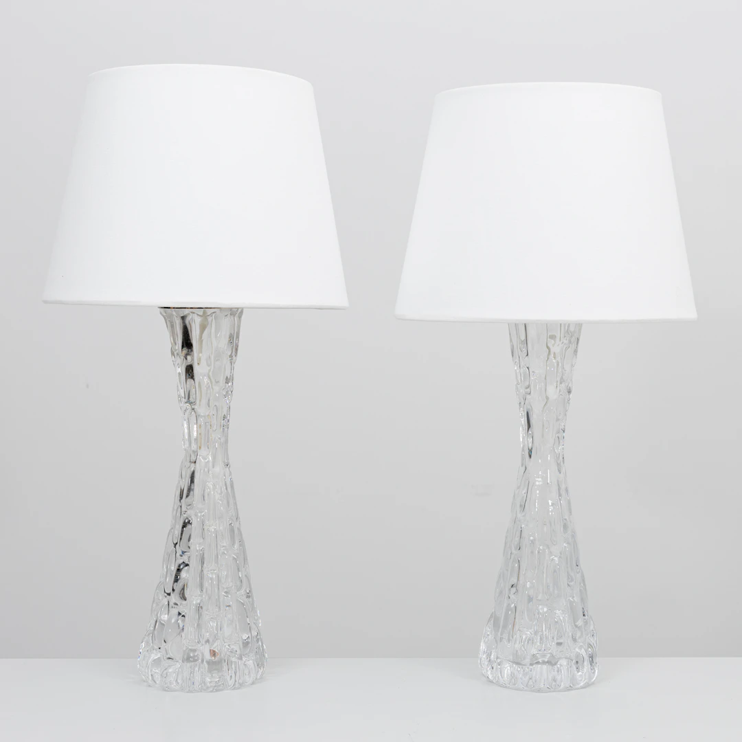 CARL FAGERLUND. Bordslampor, ett par, glas, modell RD 1477, Orrefors.