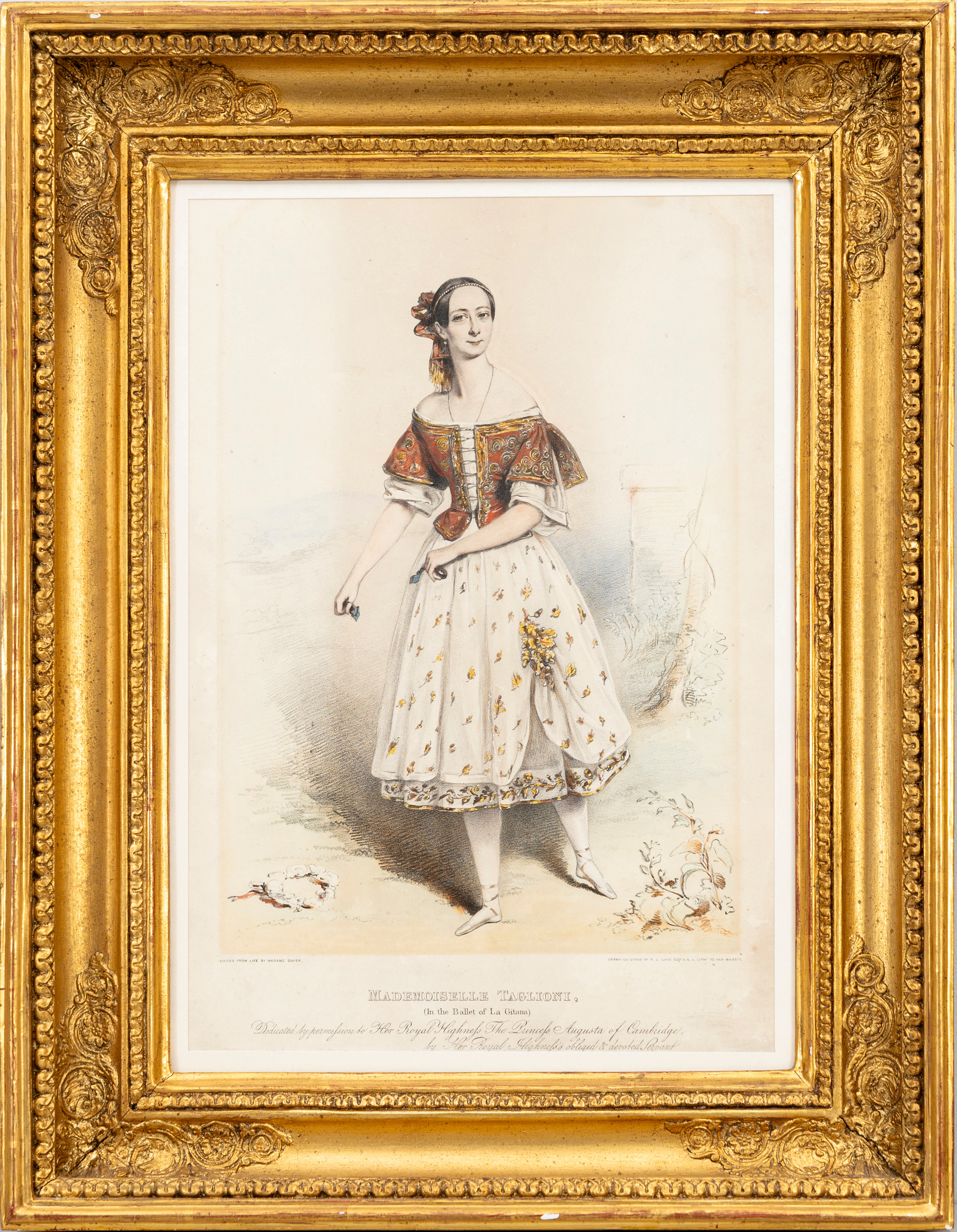 Marie Taglioni i Mazurkans dans i La Gitana, litografi, 1838.