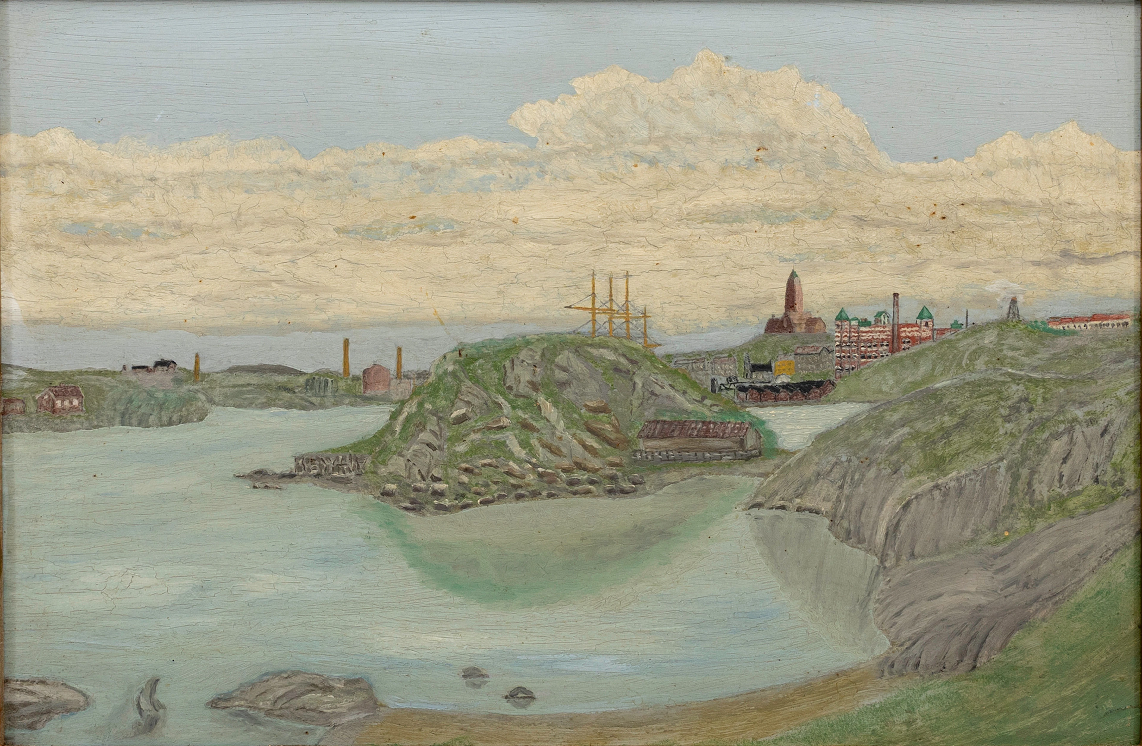 OKÄND KONSTNÄR. Inloppet, Göteborgs hamn, olja på duk, osignerad.