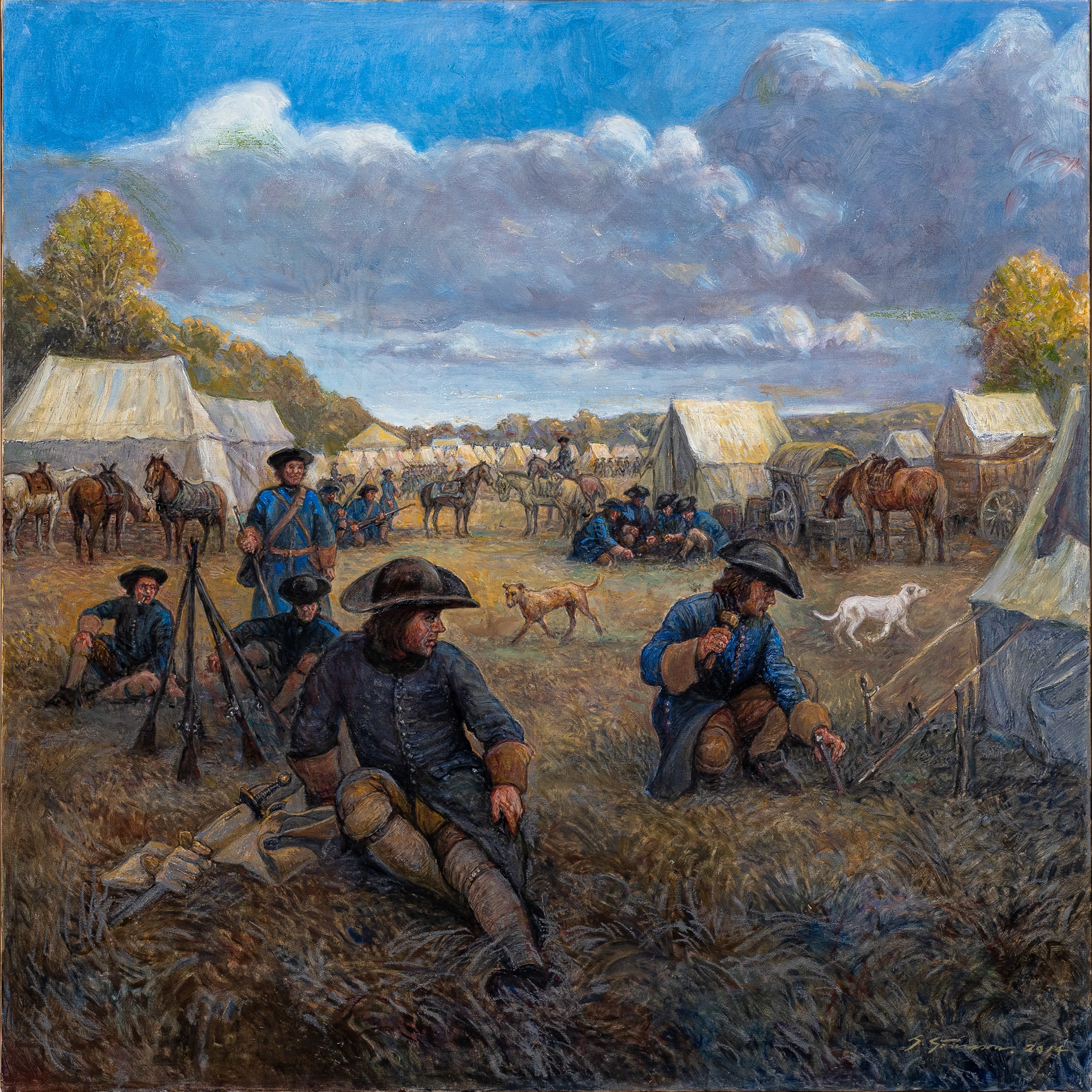 GÖTE GÖRANSSON. Läger på Ladugårdsgärdet tidigt 1700-tal, olja på