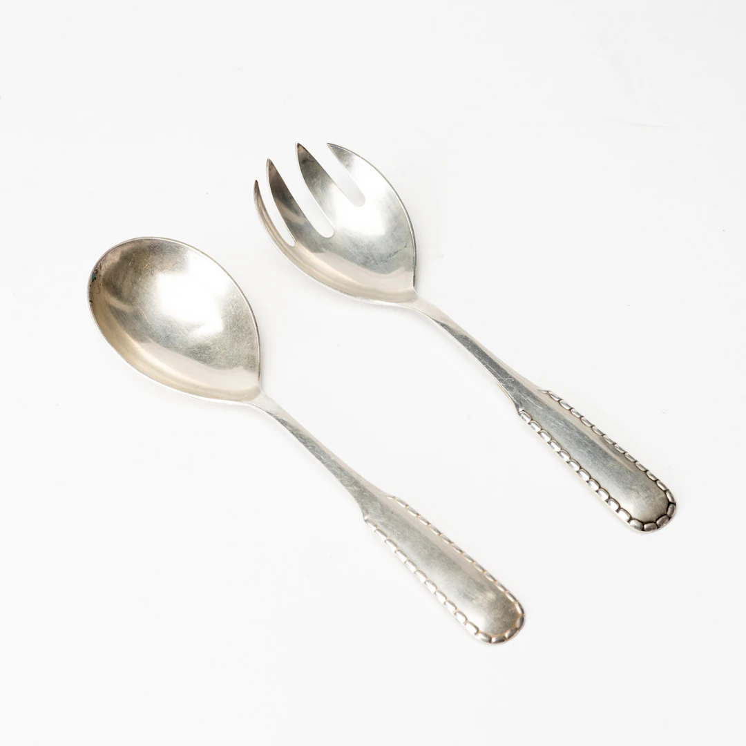 GEORG JENSEN. Uppläggningsbestick, 2 st, sterling silver, assay Christian