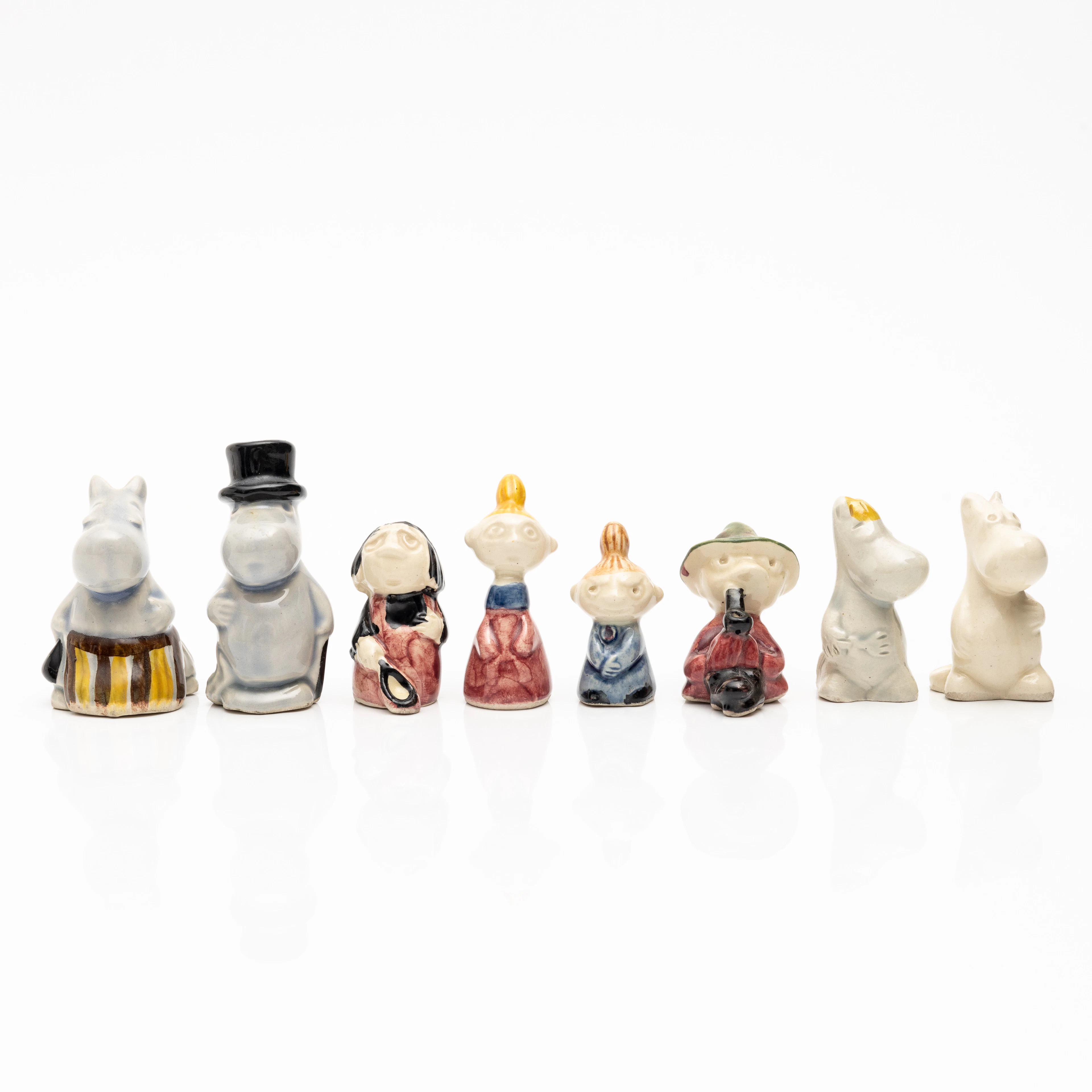 SIGNE HAMMARSTEN-JANSSON & LEO TYKKYLÄINEN. Figurer, 8 st, keramik
