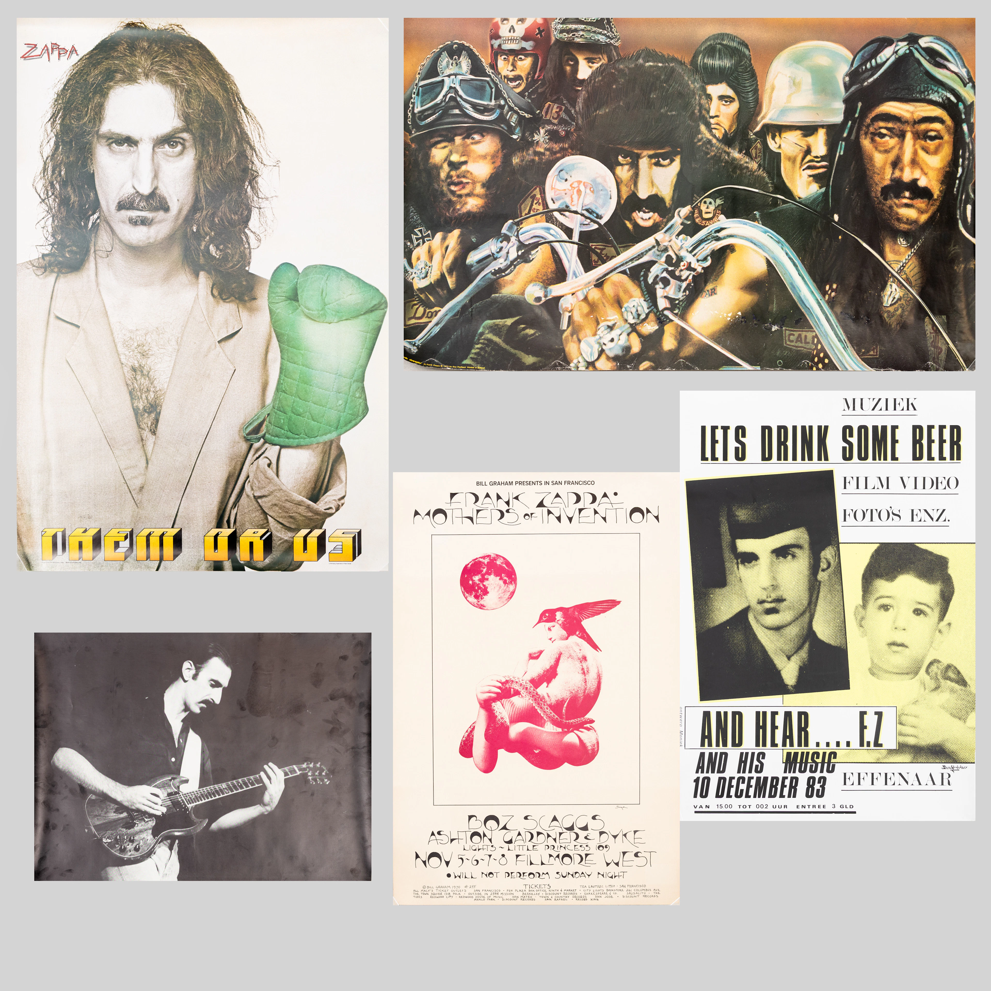 AFFISCHER, 5 st, tema Frank Zappa.