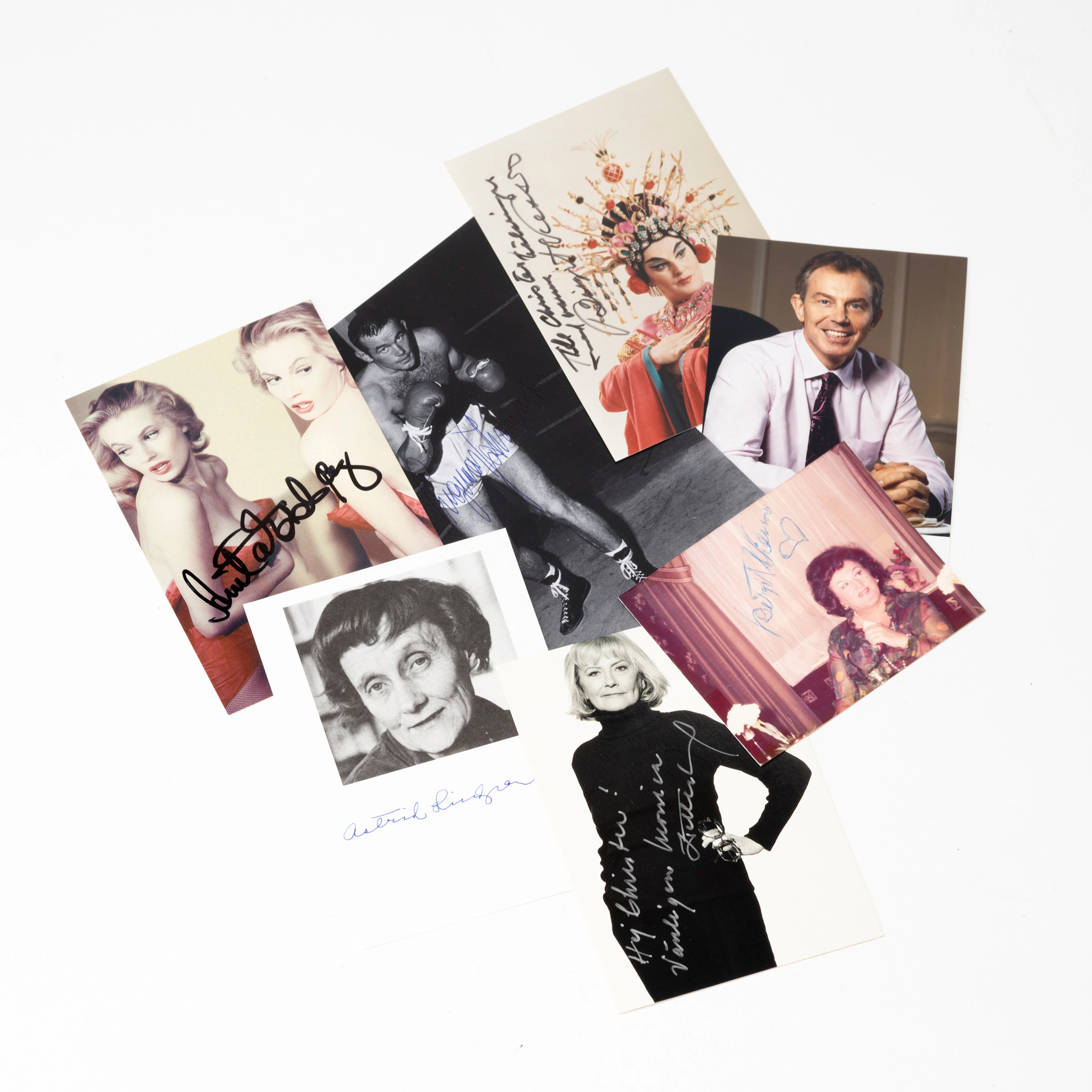 AUTOGRAFER, 6 st, Astrid Lindgren, Anita Ekberg, Birgit Nilsson, Monica