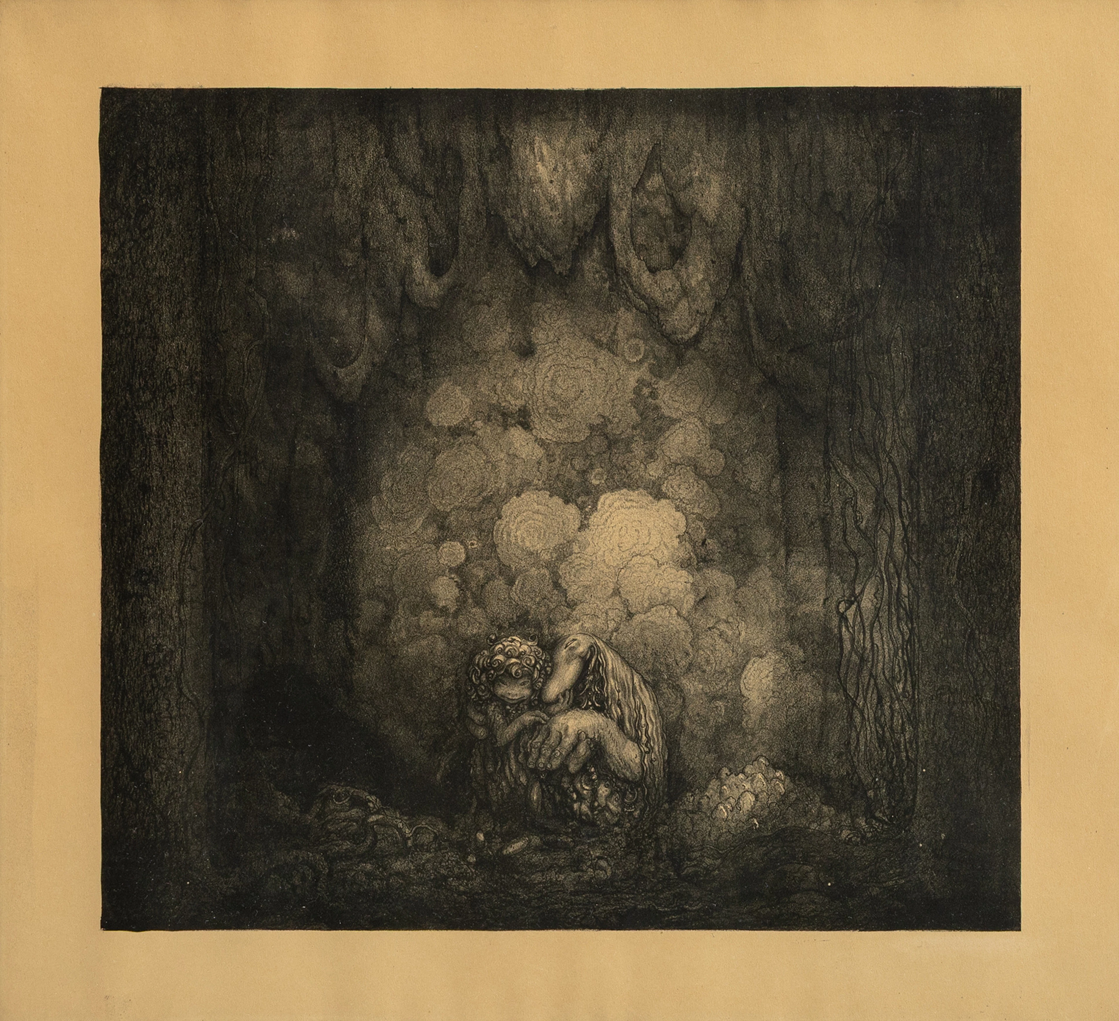 JOHN BAUER. "Humpe och hans mor", litografi.