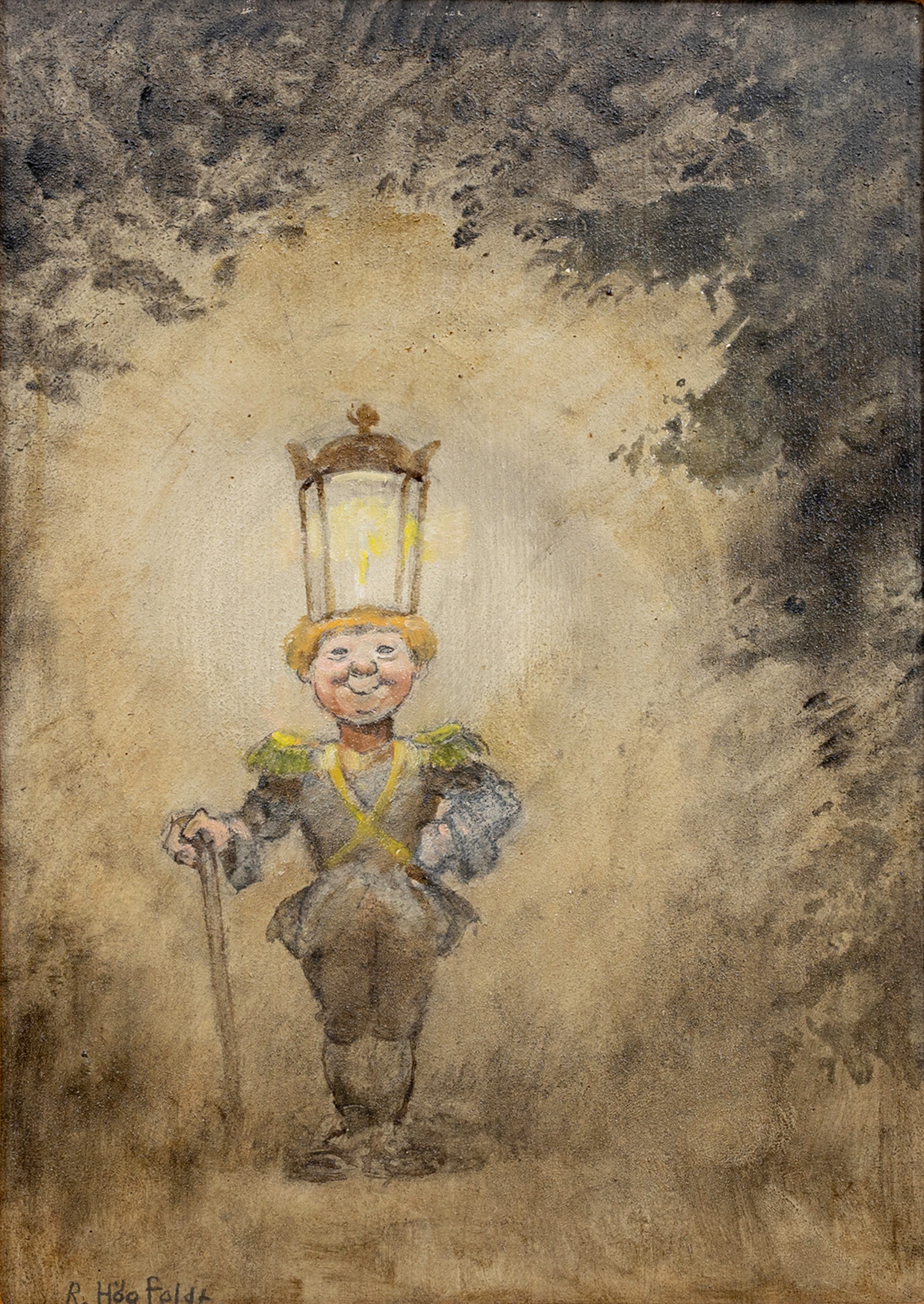 ROBERT HÖGFELDT. Komposition, olja på pannå, signerad.