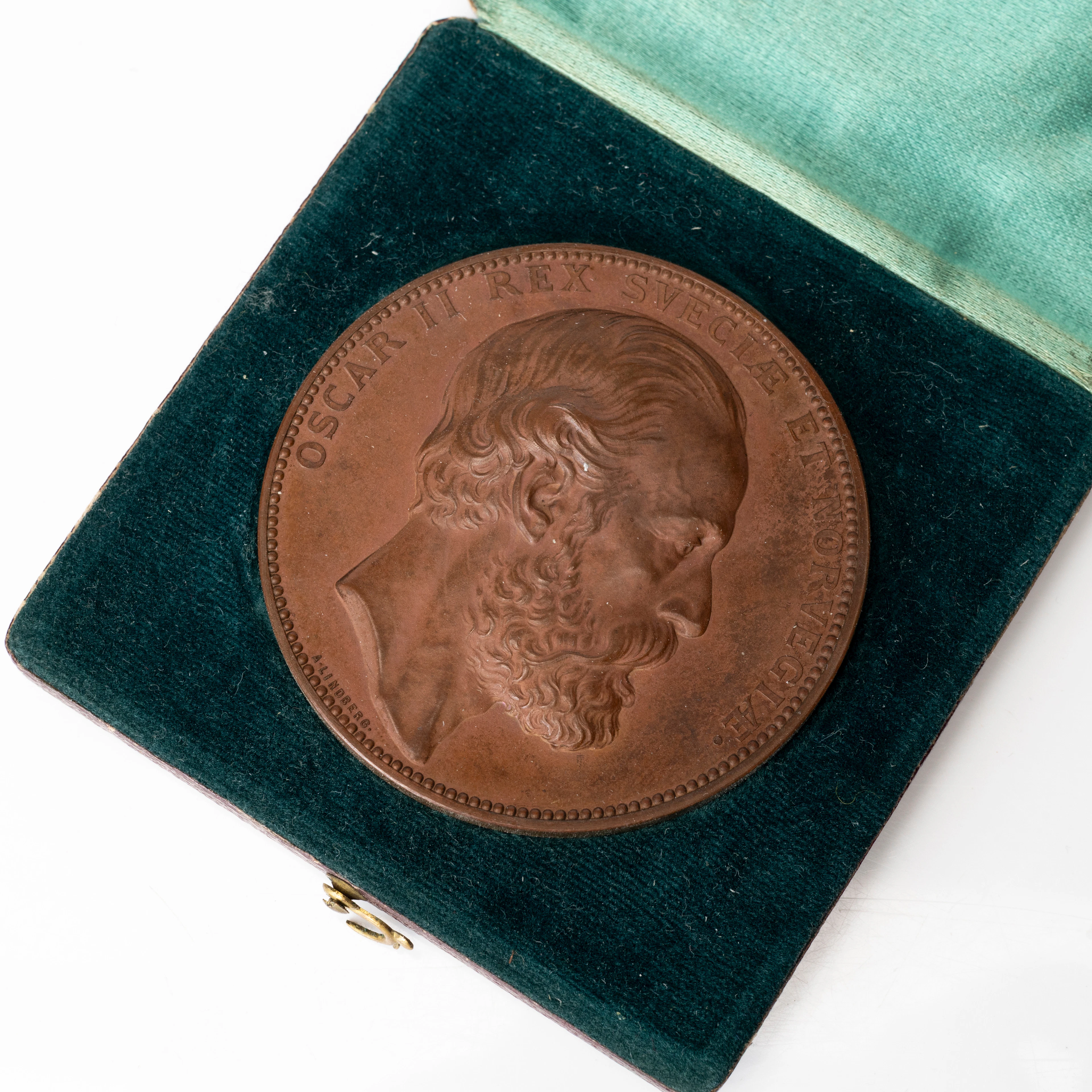 MEDALJ, brons, Oscar II, Uppsala universitets 400 års jubileum, 1877.