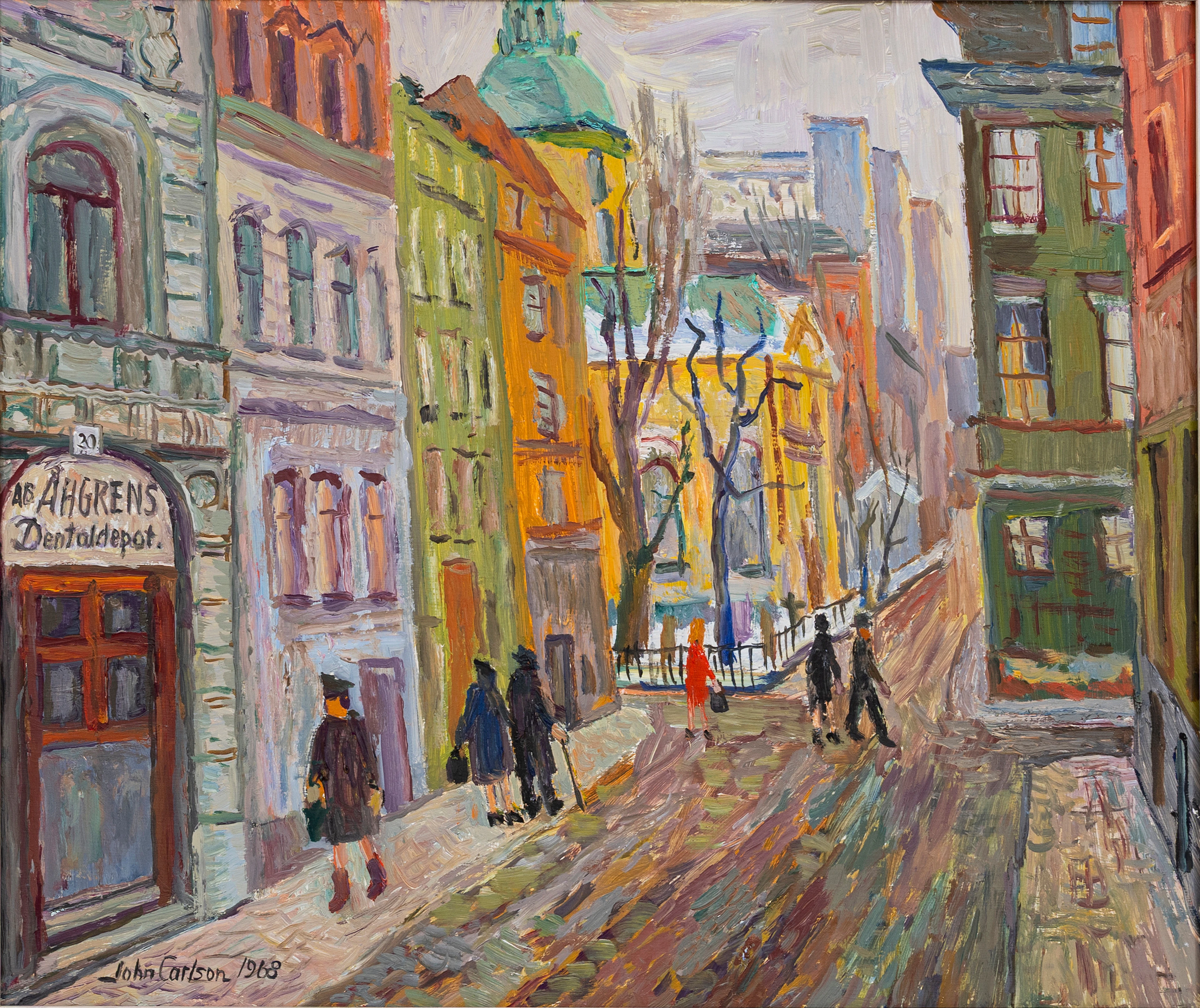 JOHN CARLSON. Vy mot Adolf Fredriks kyrka från Holländargatan 20