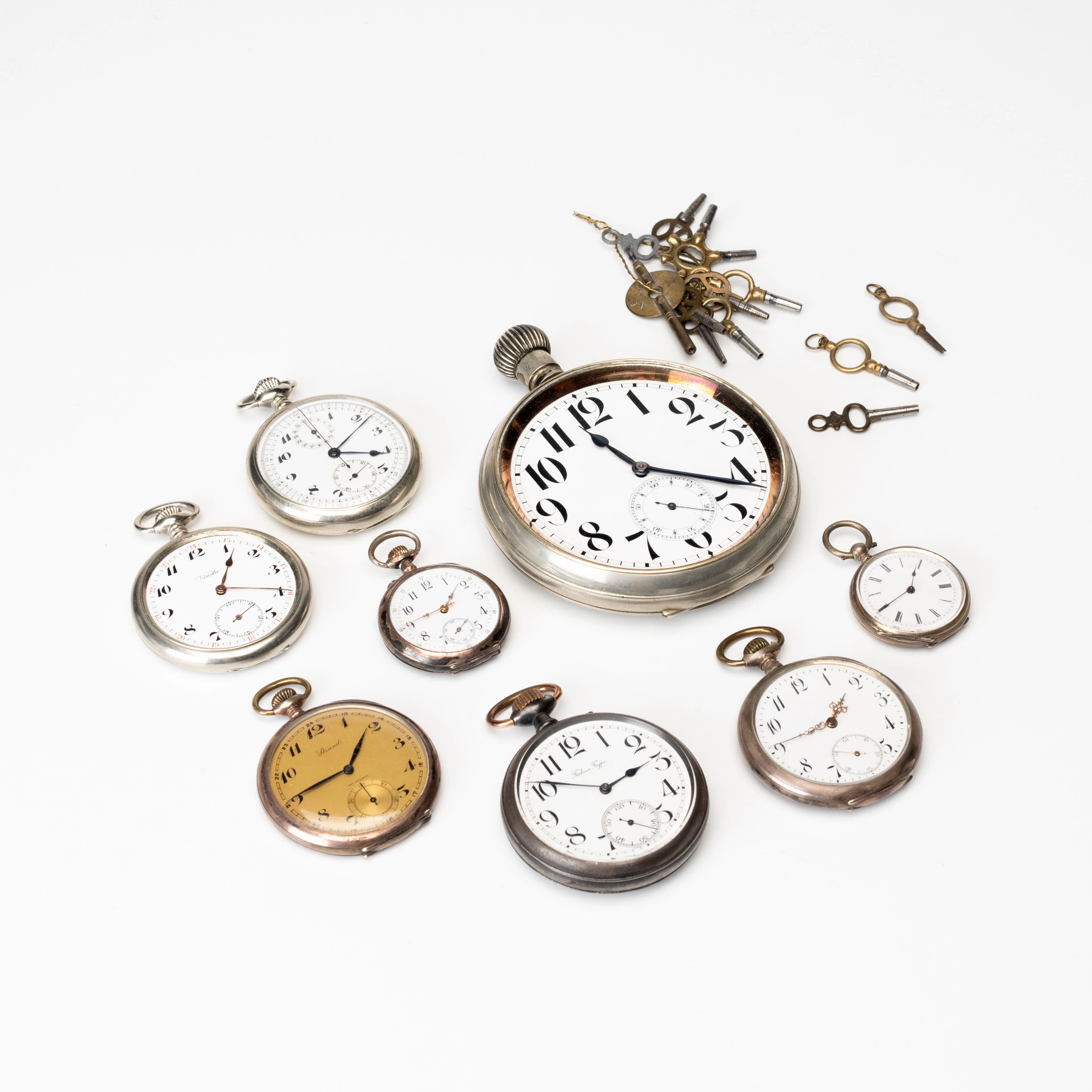 FICKUR, 8 st, manuella, boetter delvis av silver, 1900-tal.