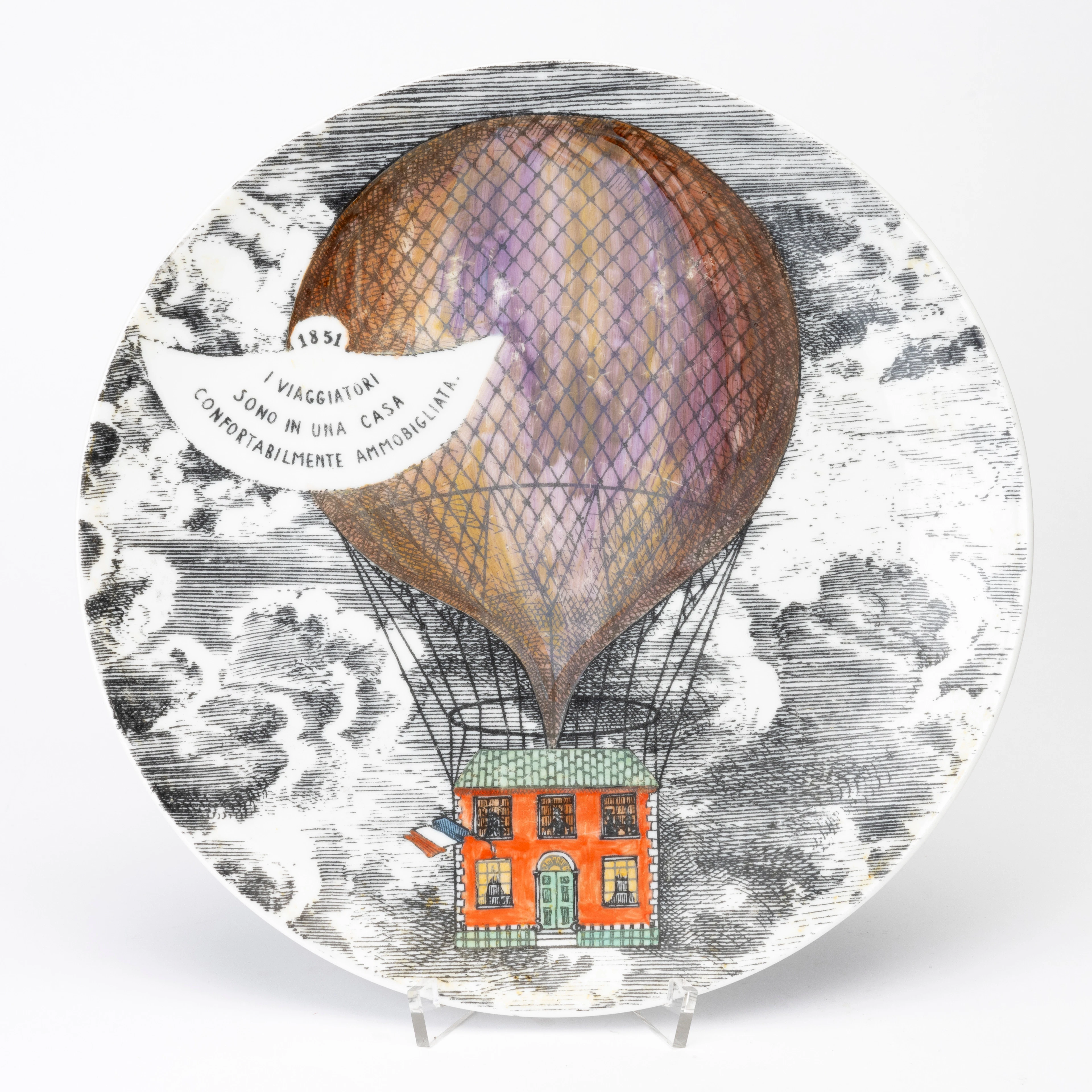PIERO FORNASETTI. Fat, porslin, "Mongolfiere, stämpelmärkt, Milano