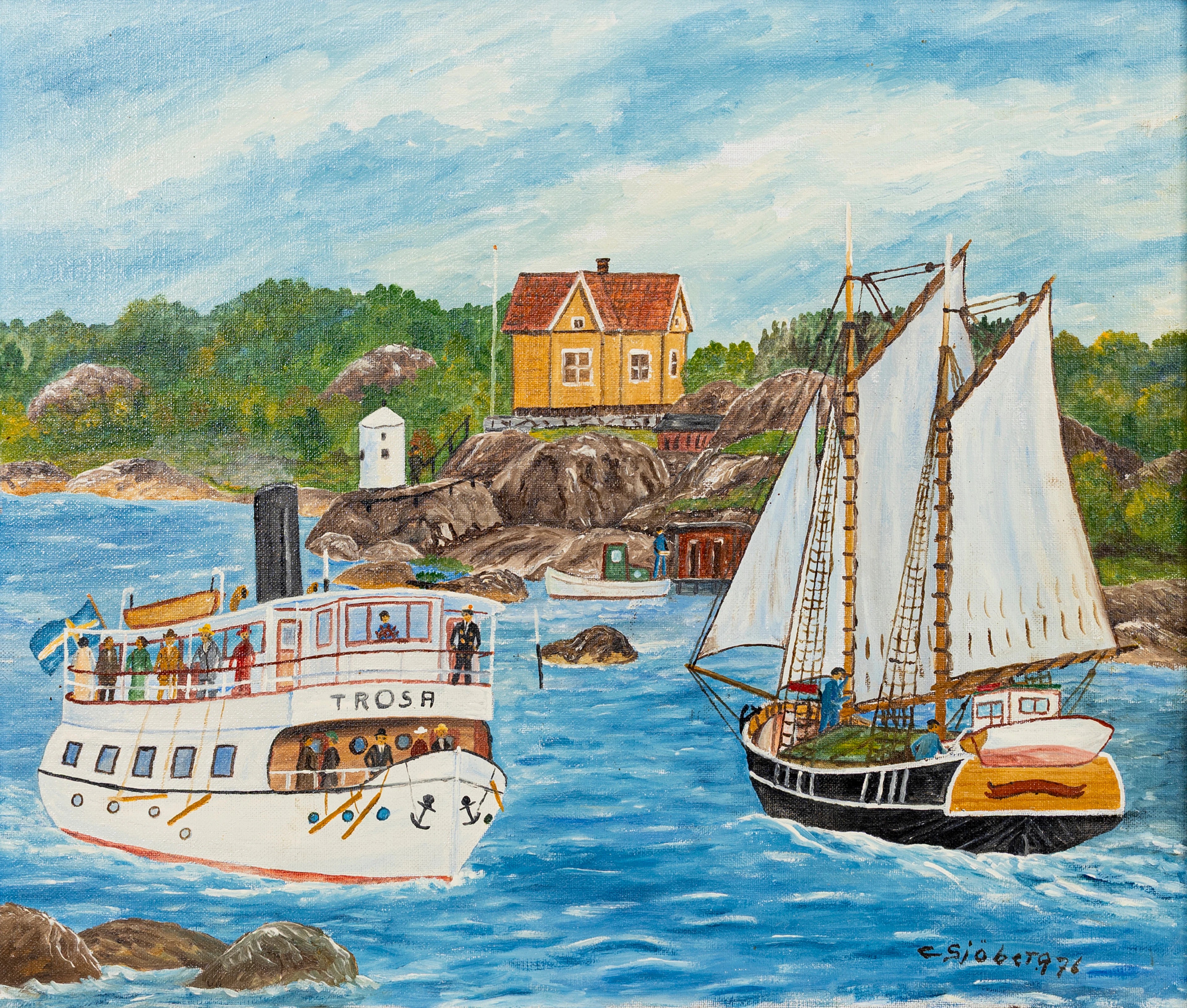 CURT SJÖBERG. Skärgårdsmotiv, olja på duk, signerad, daterad 76.