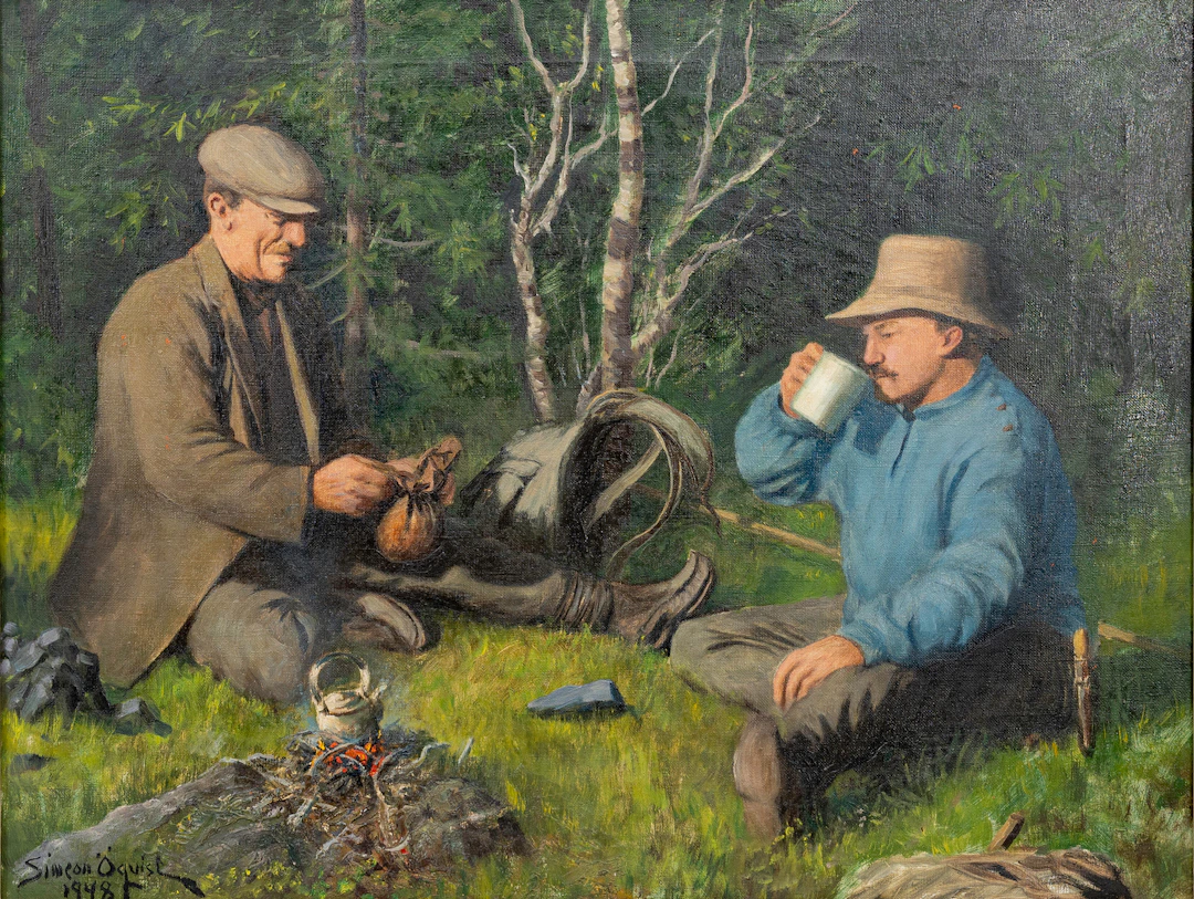 SIMEON ÖQUIST. "Malmletarna", olja på duk, signerad, daterad 1948.