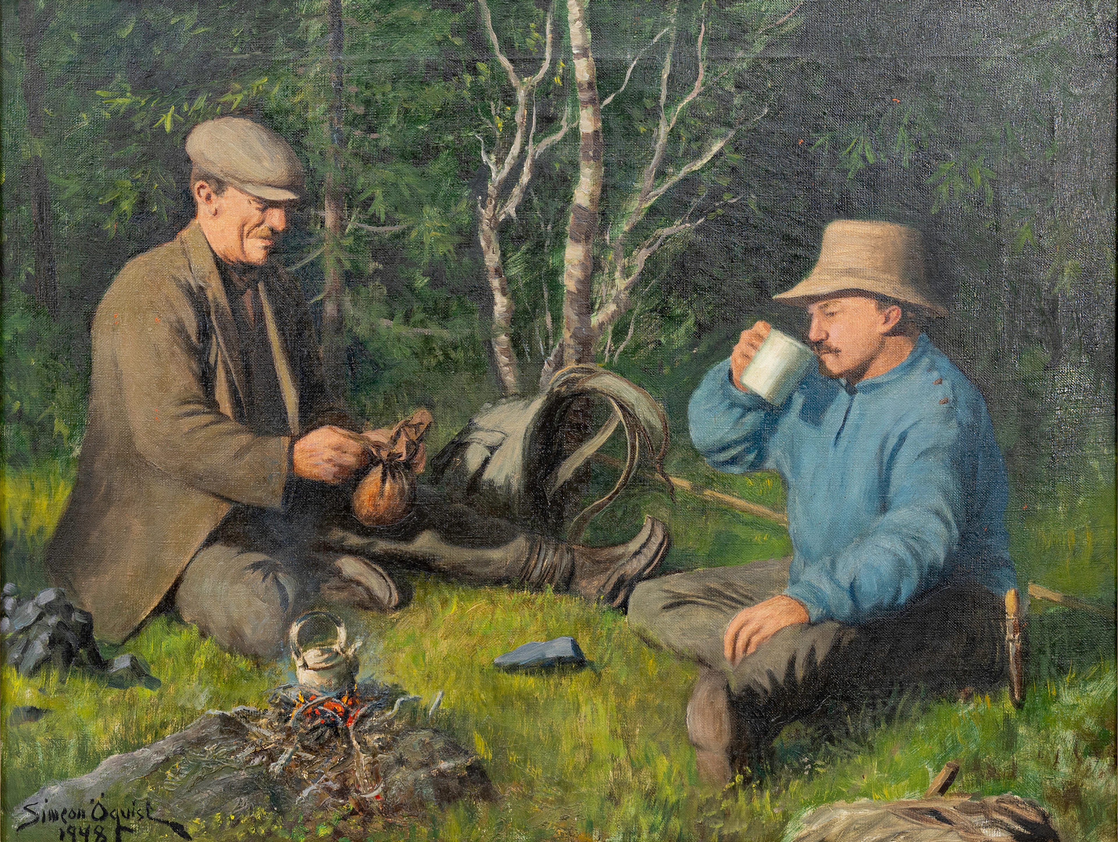 SIMEON ÖQUIST. "Malmletarna", olja på duk, signerad, daterad 1948.