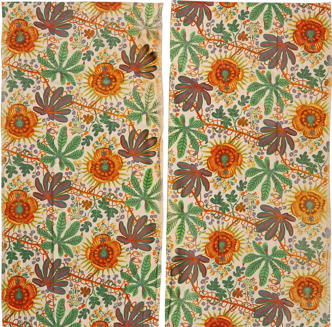Vintage Pair of Aralia Curtains by Josef Frank 7 ft 8 in x 3 ft 10