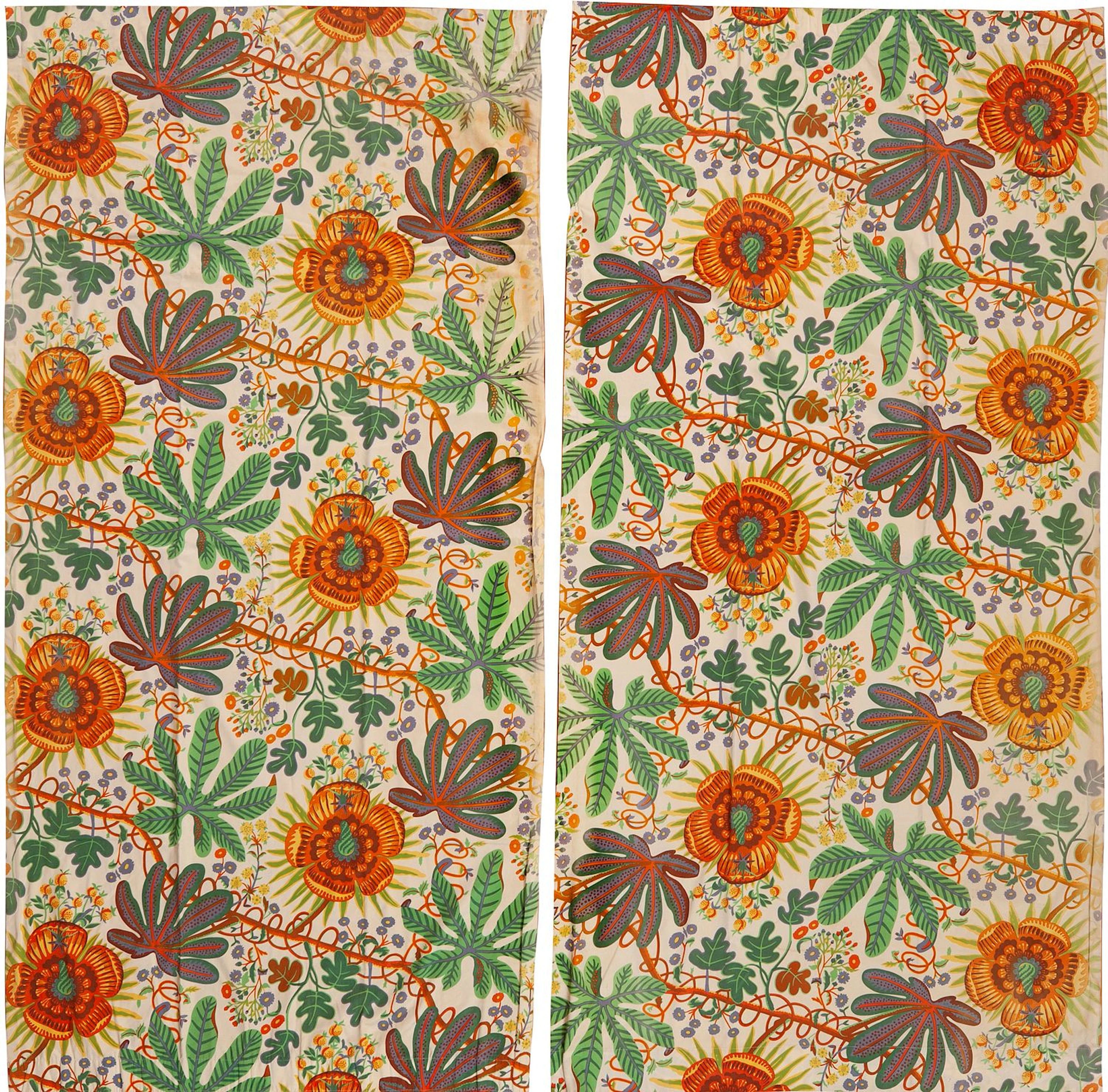 Vintage Pair of Aralia Curtains by Josef Frank 7 ft 8 in x 3 ft 10