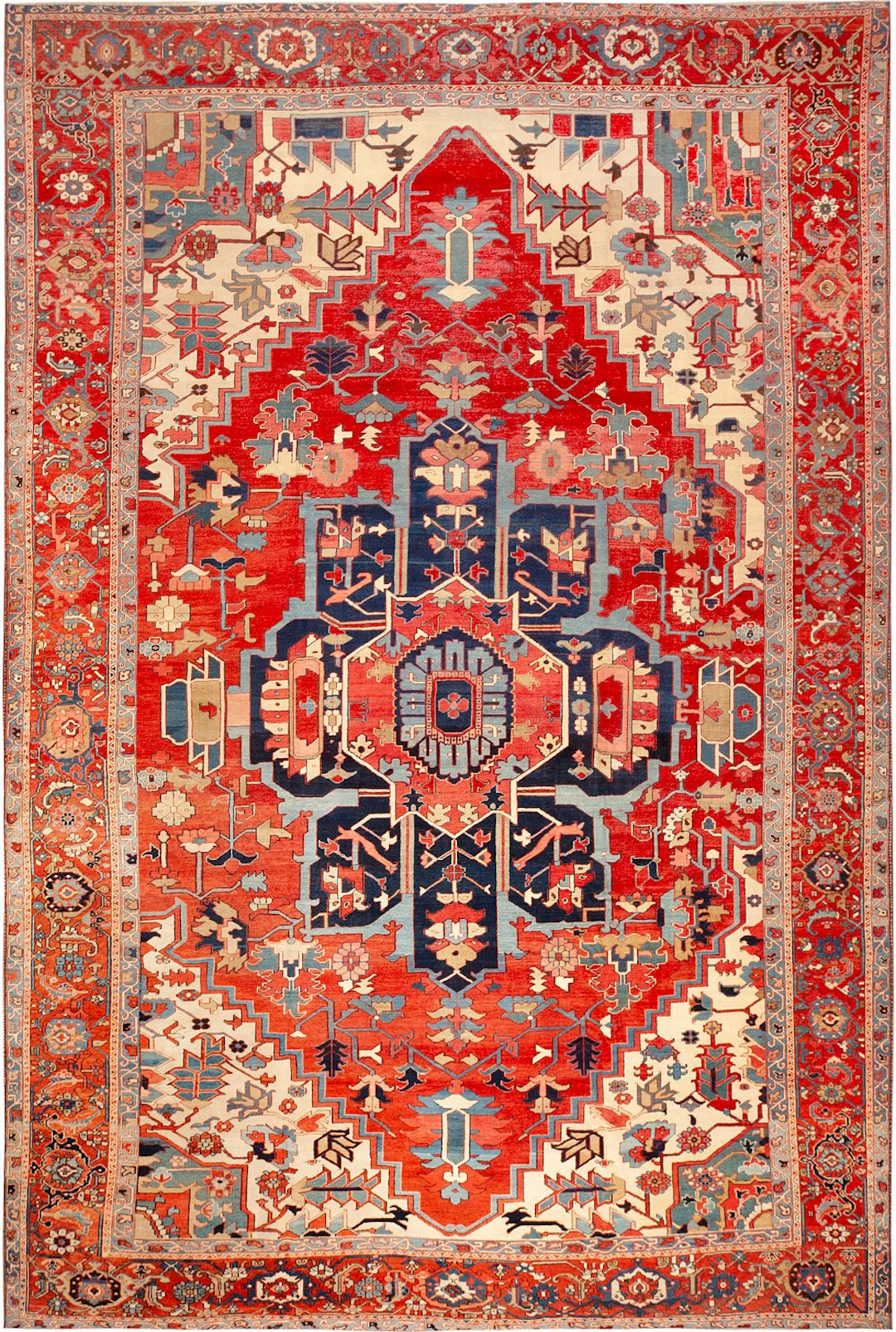 Large Antique Persian Heriz Serapi Rug - 18 ft 1 in x 12 ft 3 in (5.51