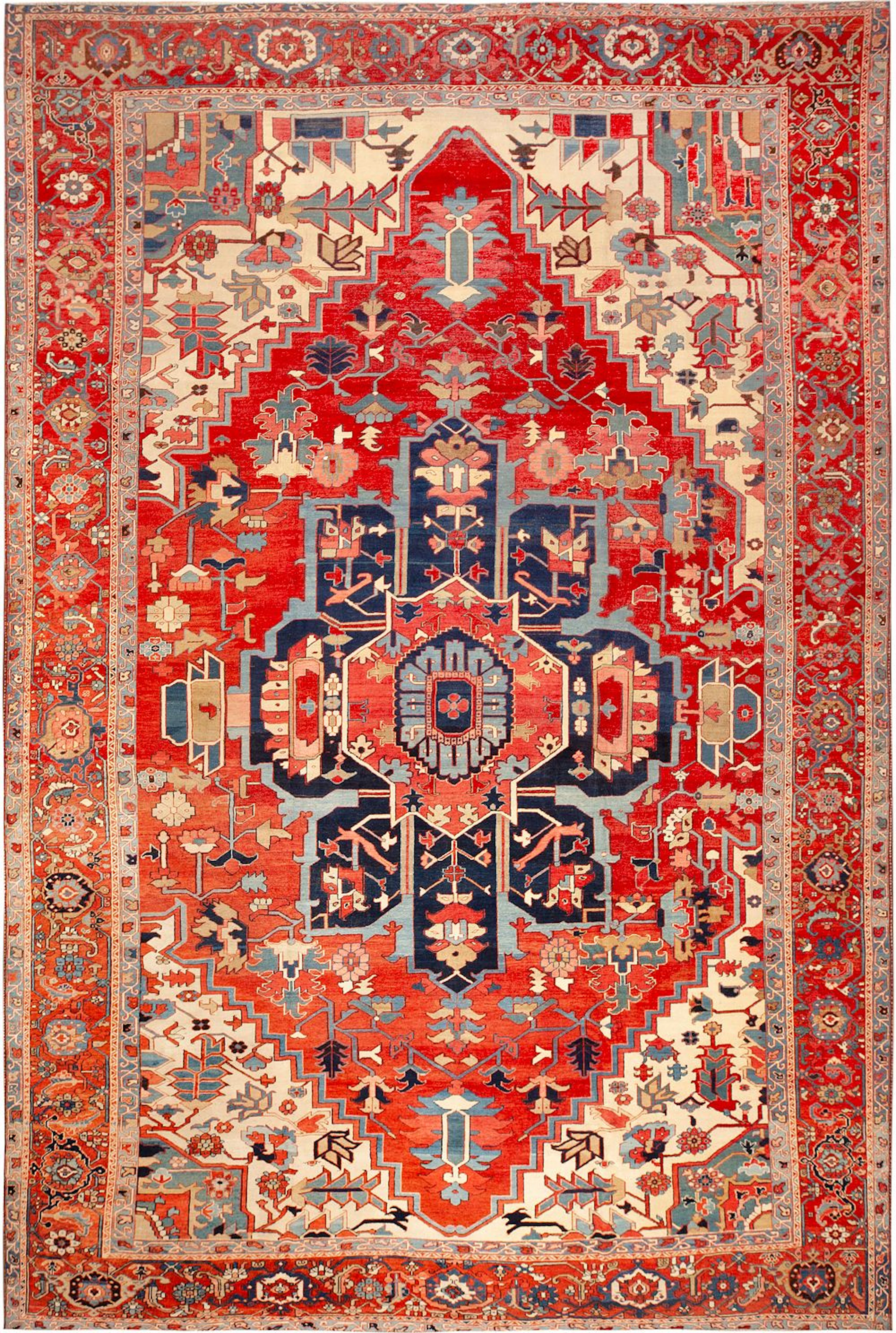 Large Antique Persian Heriz Serapi Rug - 18 ft 1 in x 12 ft 3 in (5.51