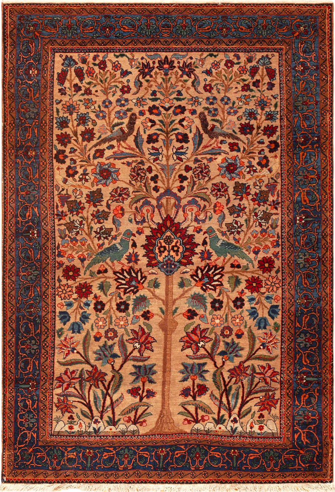 No Reserve - Vintage Persian Tabriz Tree of Life Rug 5 ft 9 in x 3