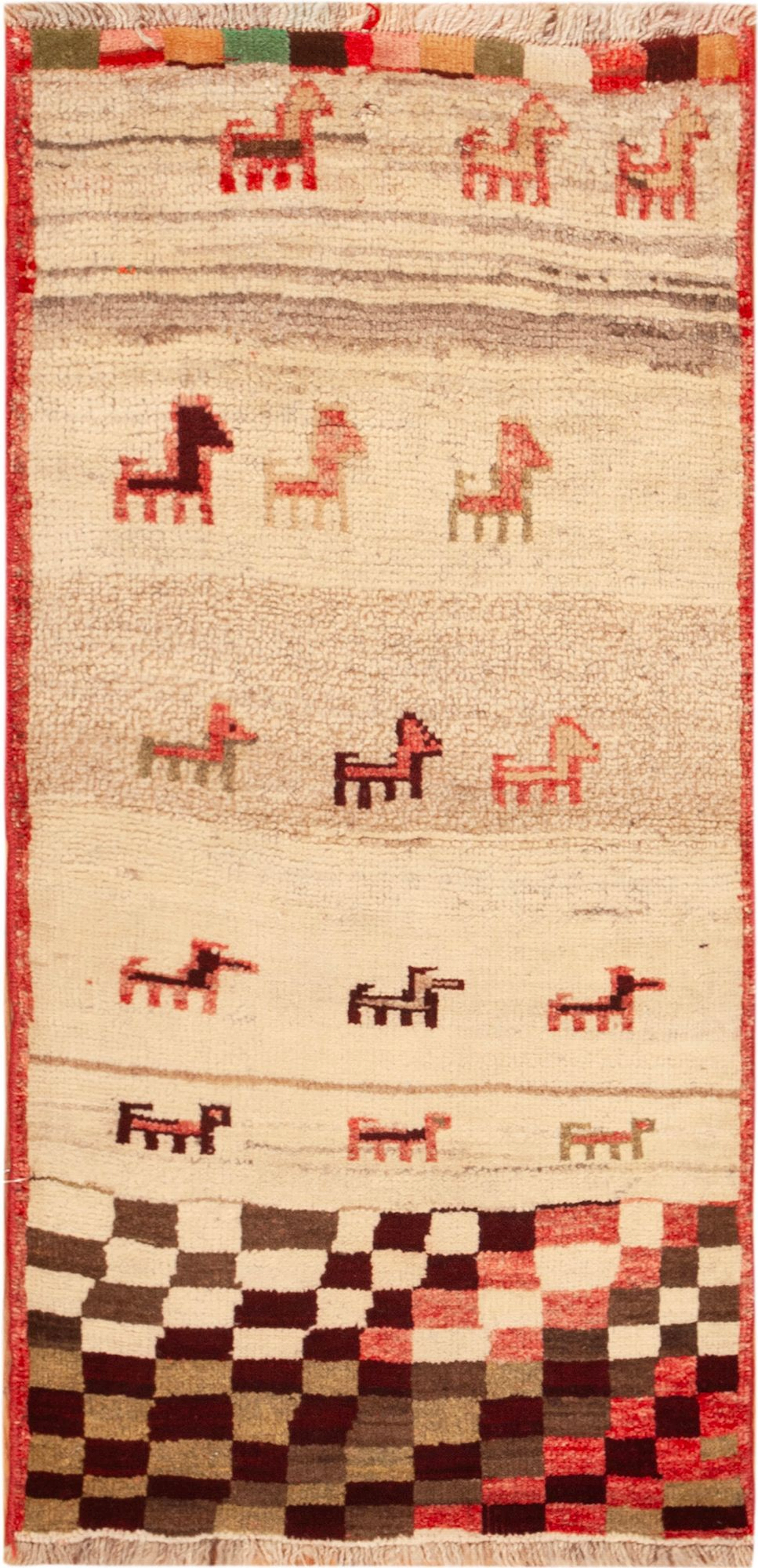 No Reserve - Vintage Persian Gabbeh Rug 4 ft 2 in x 2 ft (1.27 m x 0.61 m)