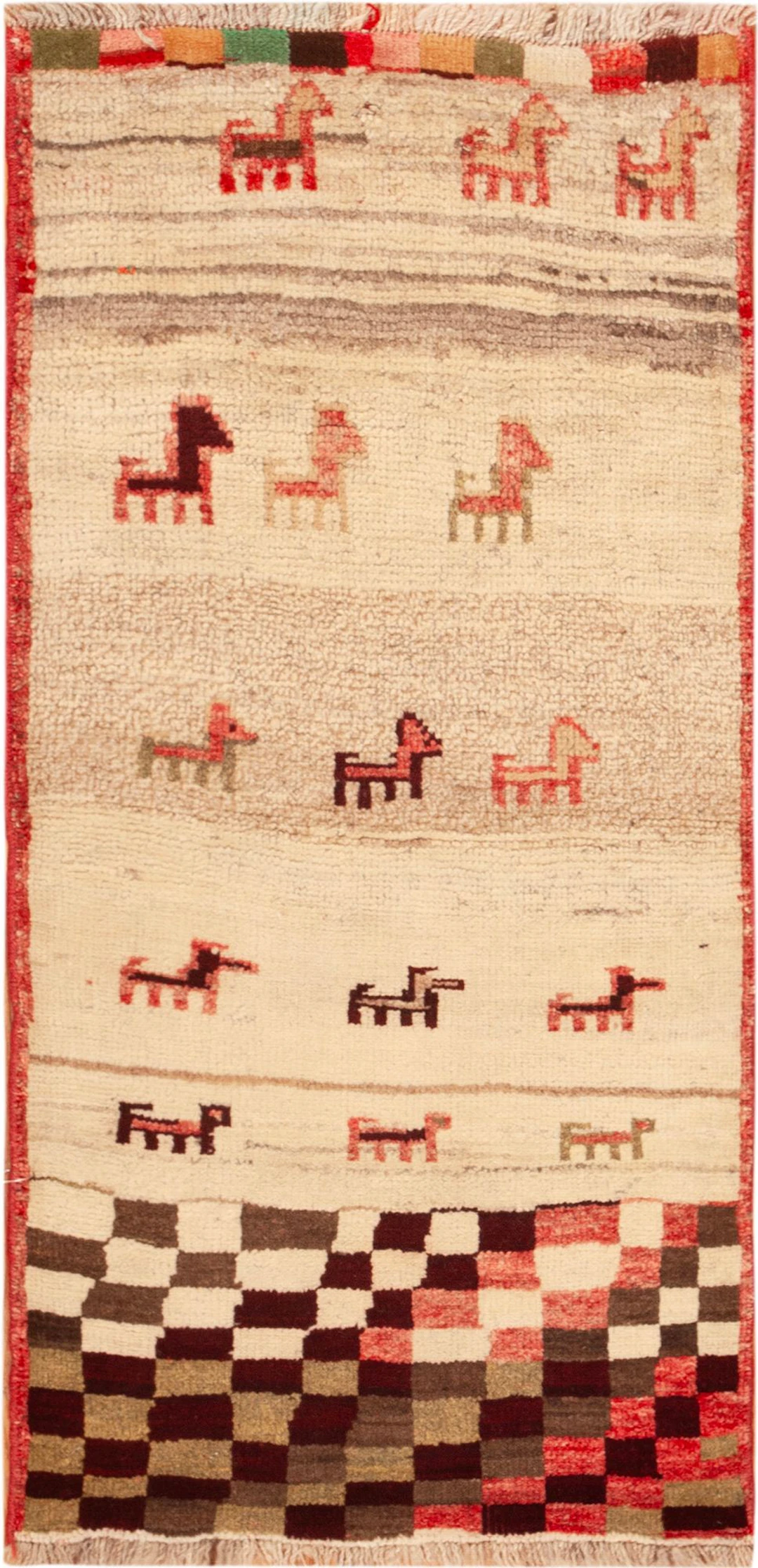 No Reserve - Vintage Persian Gabbeh Rug 4 ft 2 in x 2 ft (1.27 m x 0.61 m)