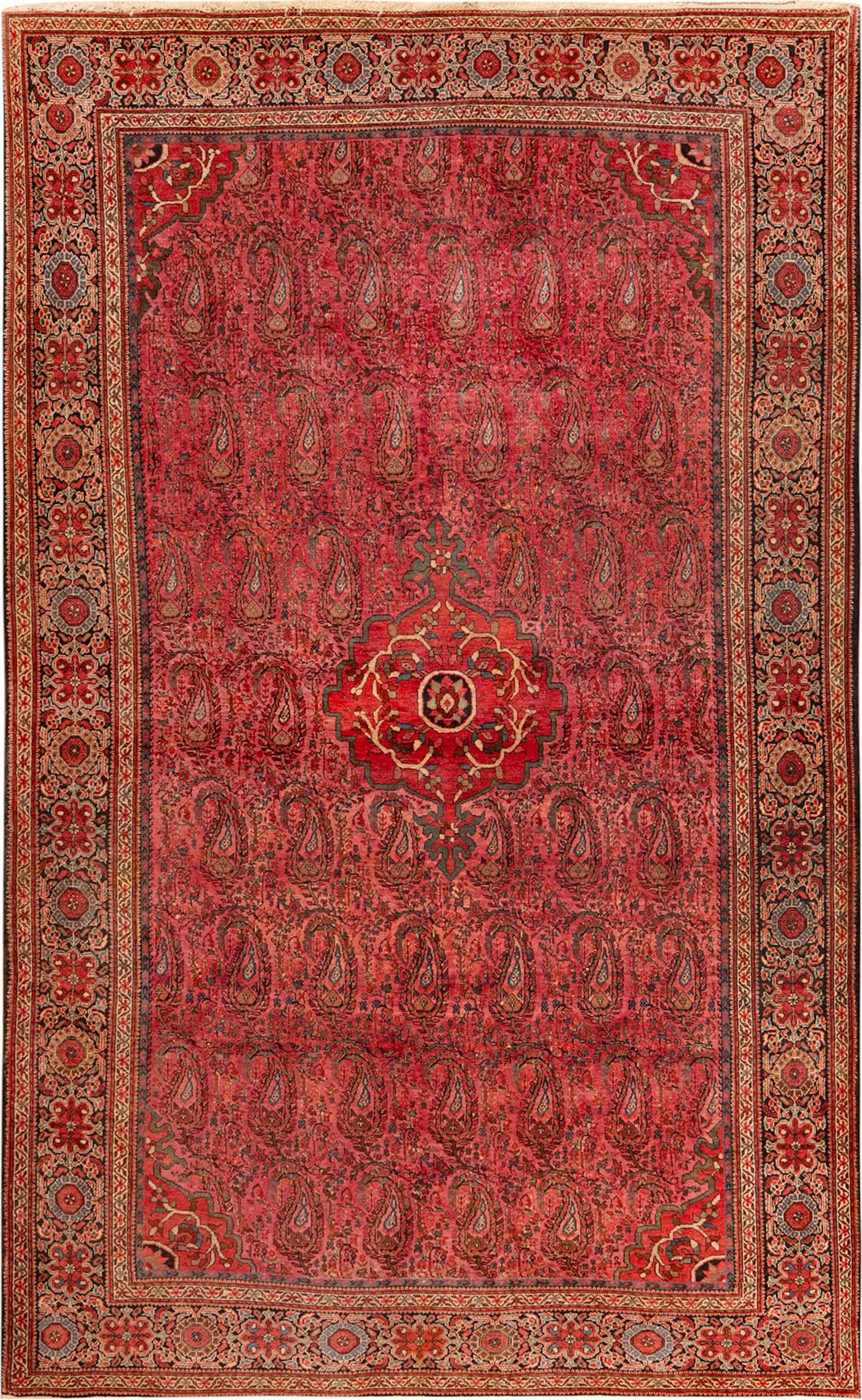 No Reserve - Antique Sarouk Farahan Boteh Rug, Central Persia, late
