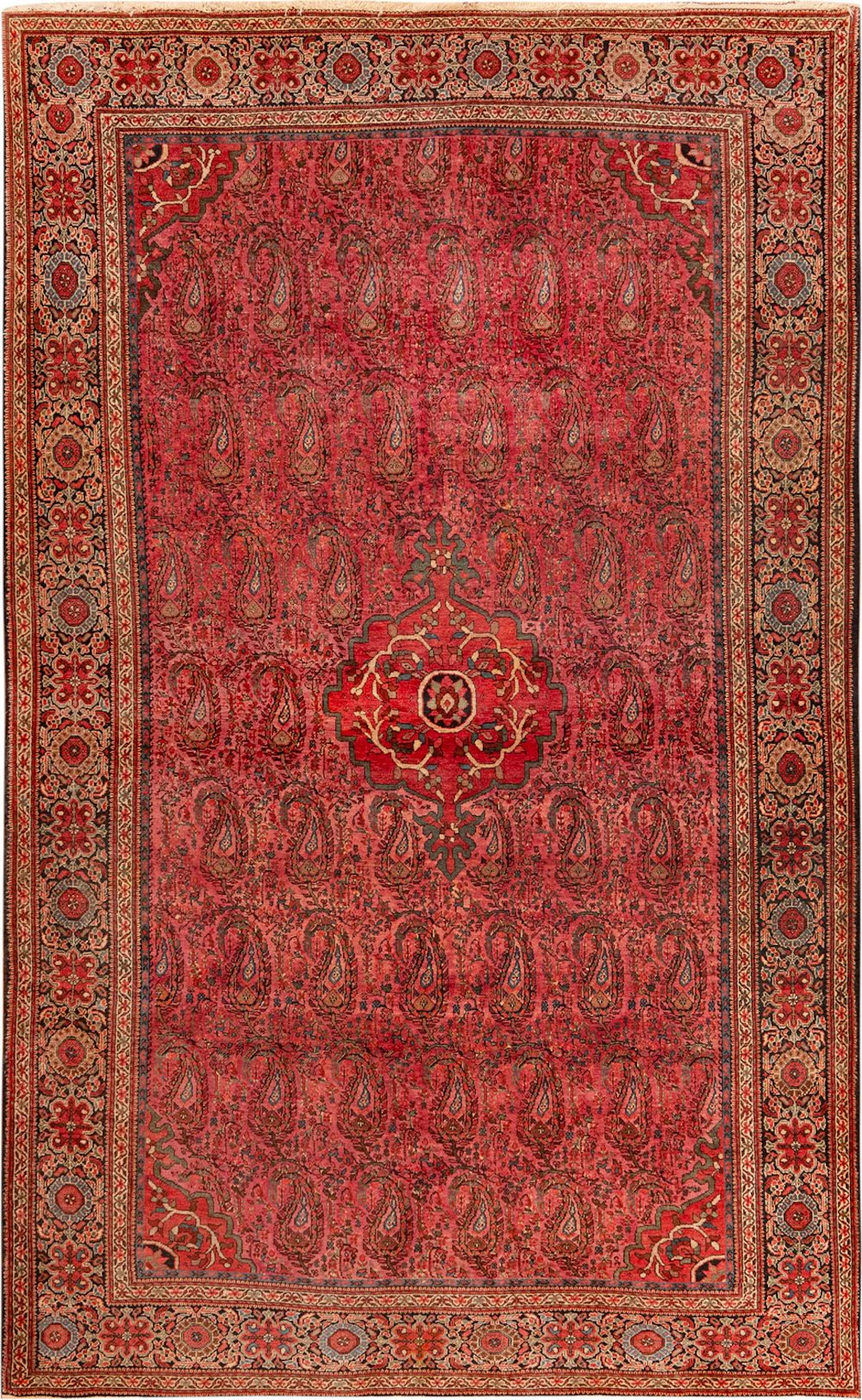 No Reserve - Antique Sarouk Farahan Boteh Rug, Central Persia, late