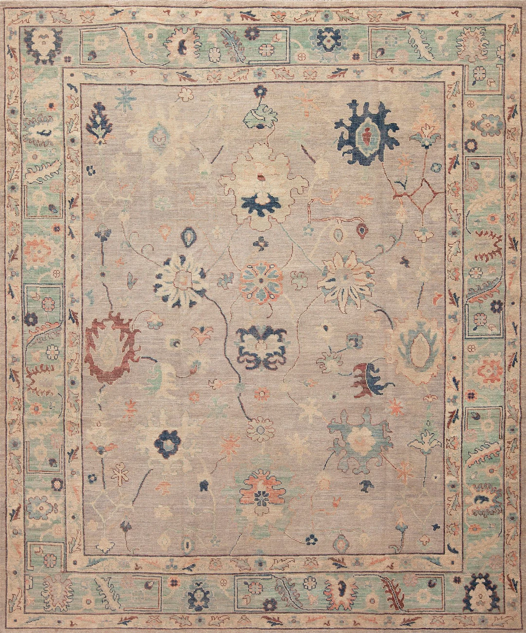 Modern Turkish Oushak Design Area Rug - 9 ft 10 in x 8 ft 4 in (3 m x 2.54 m)