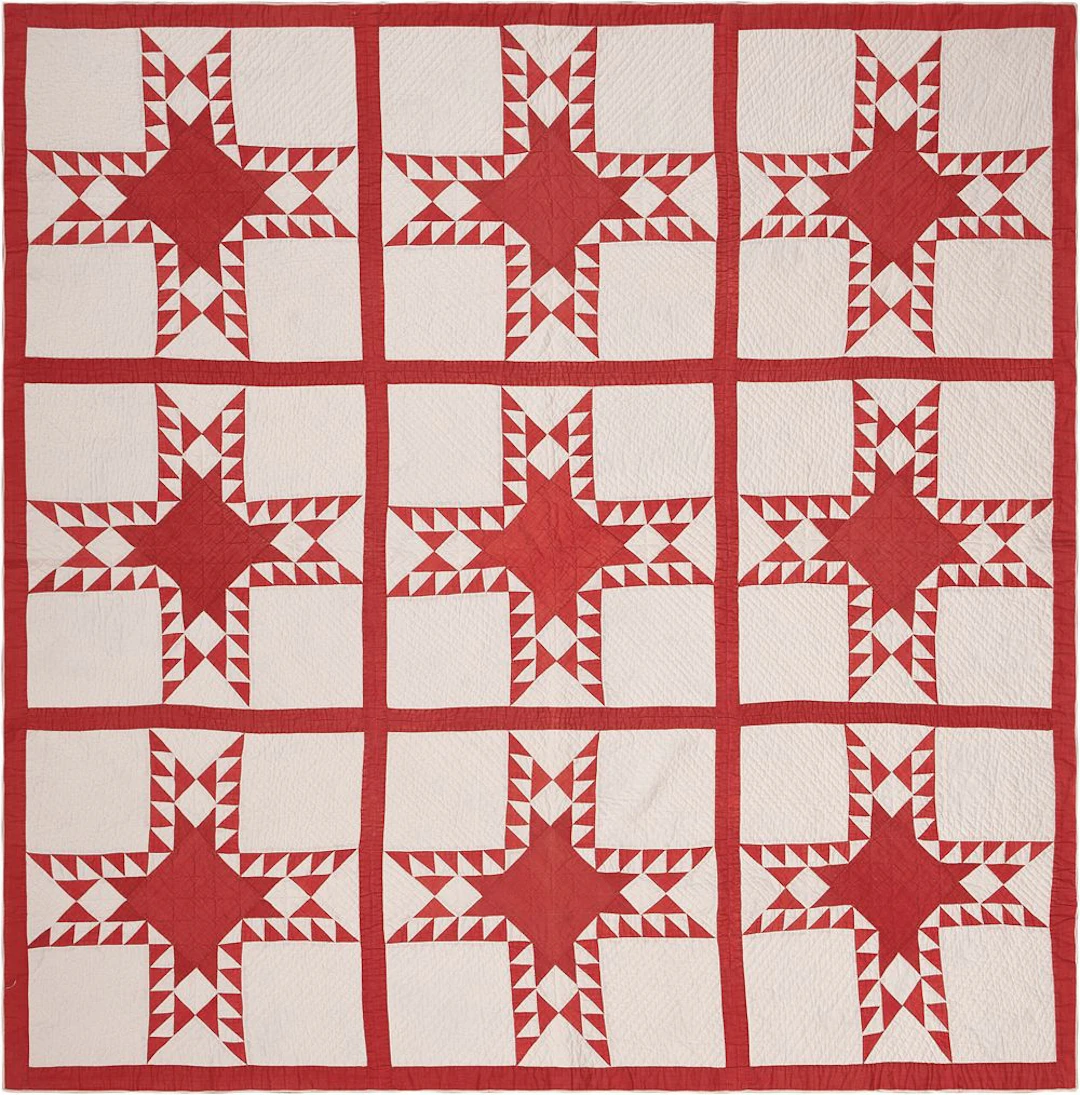 Antique American Star-Pattern Quilt, 19th century - 6 ft 2 in x 6