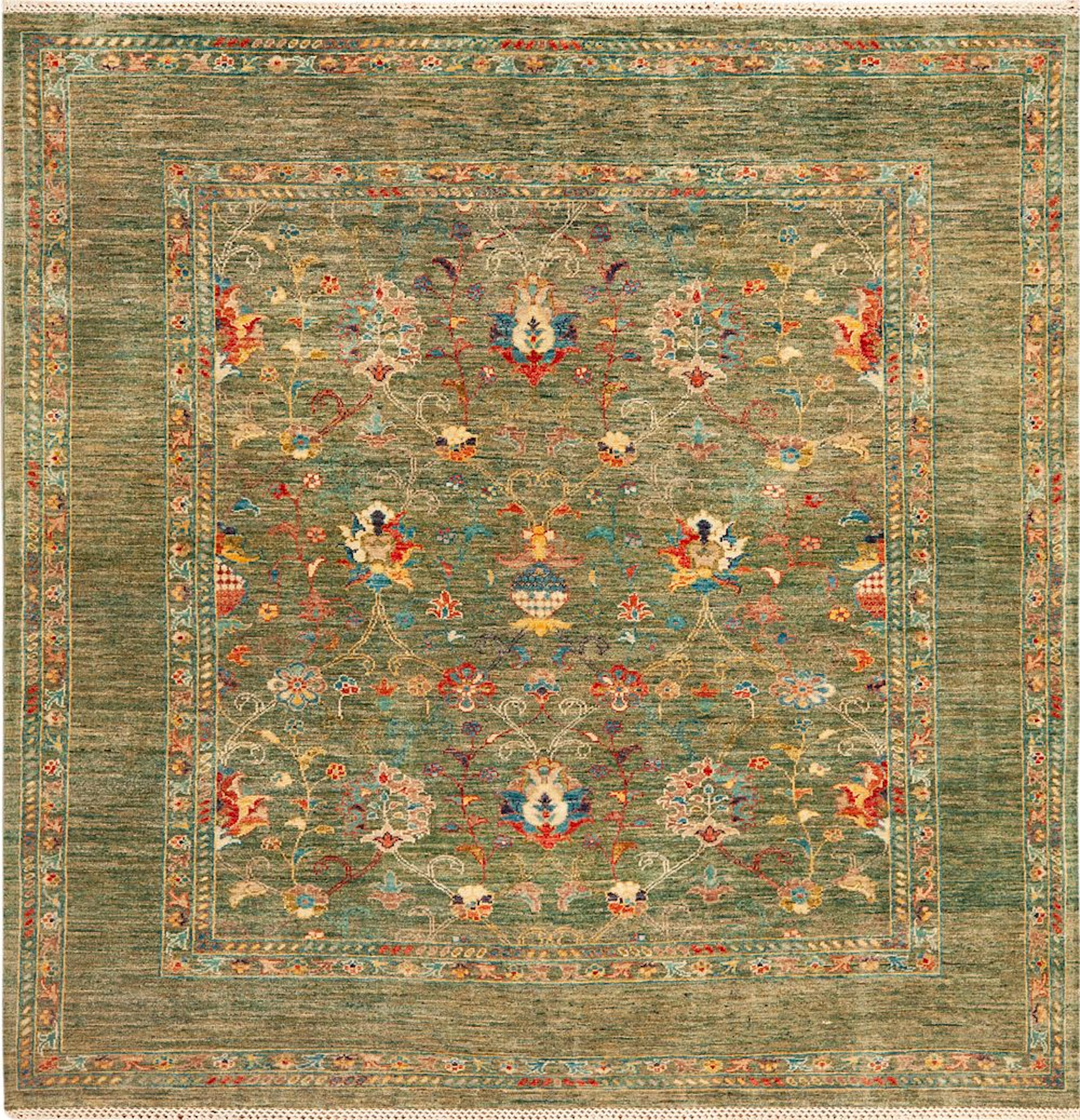 Modern Green Rug - 5 ft 10 in x 5 ft 8 in (1.78 m x 1.73 m)