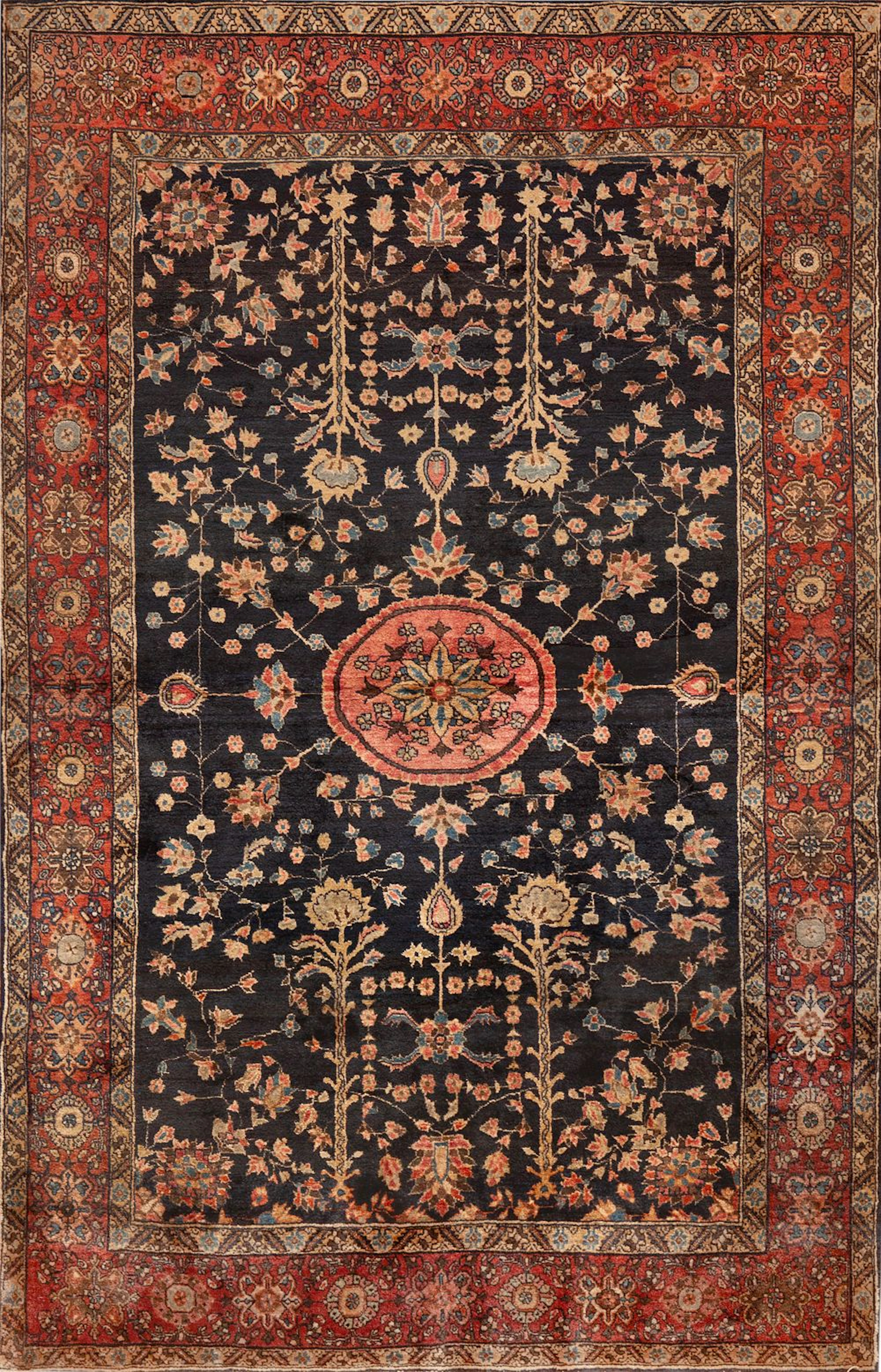 No Reserve - Antique Sarouk Farahan Rug, Central Persia, late 19th