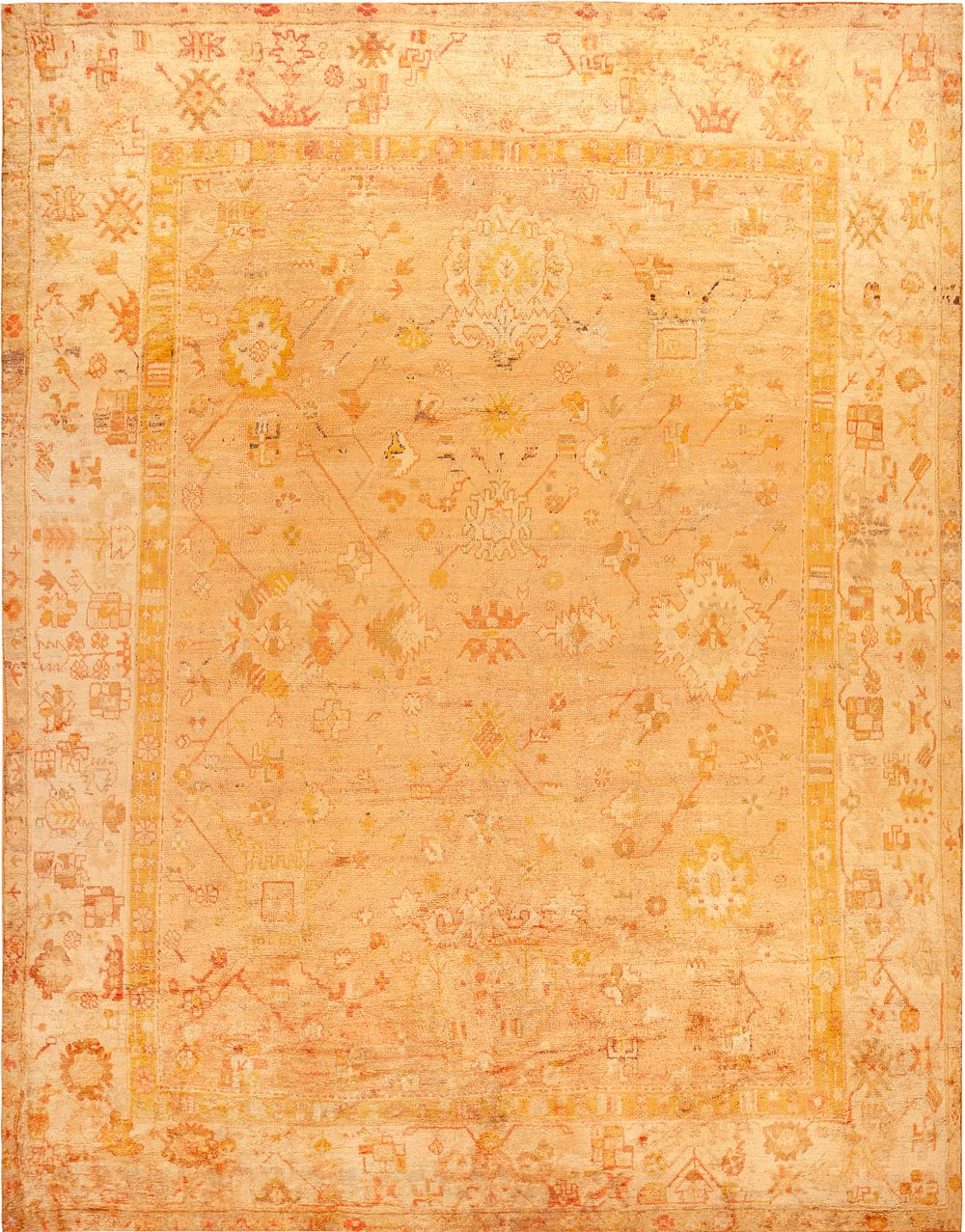 Antique Turkish Oushak Rug 14 ft 3 in x 11 ft 4 in (4.34 m x 3.45 m)