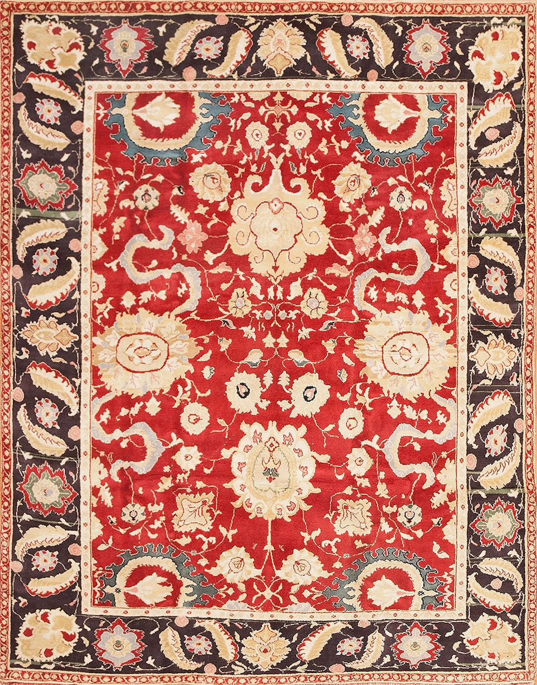 No Reserve -Vintage Indian Agra Rug - Mid-20th Century - 10 ft x 7