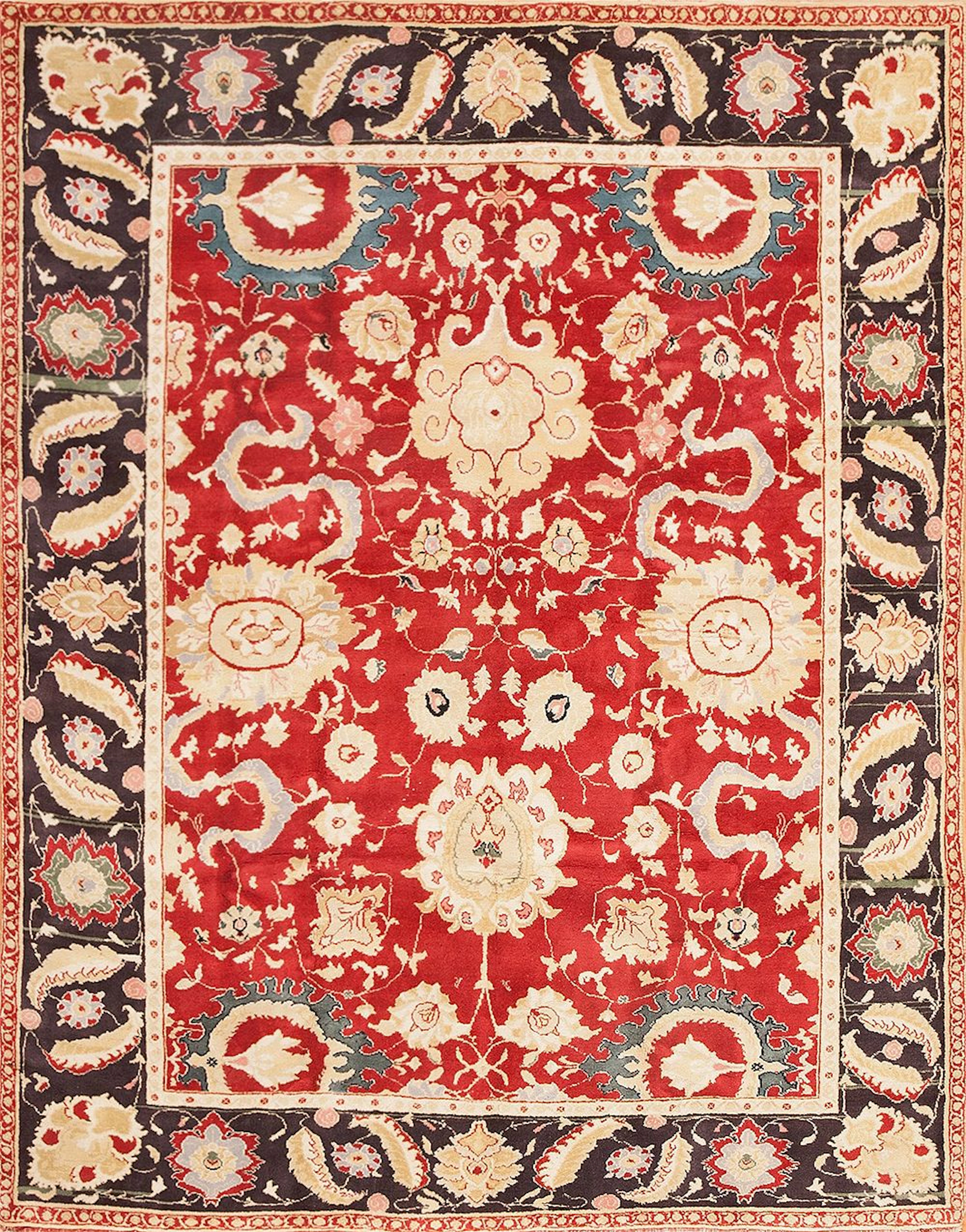 No Reserve -Vintage Indian Agra Rug - Mid-20th Century - 10 ft x 7
