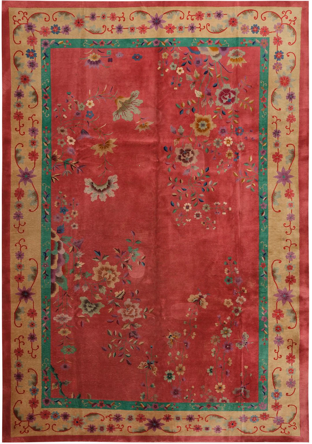 Antique Chinese Art Deco Rug 14 ft x 9 ft 10 in (4.26 m x 2.99 m)