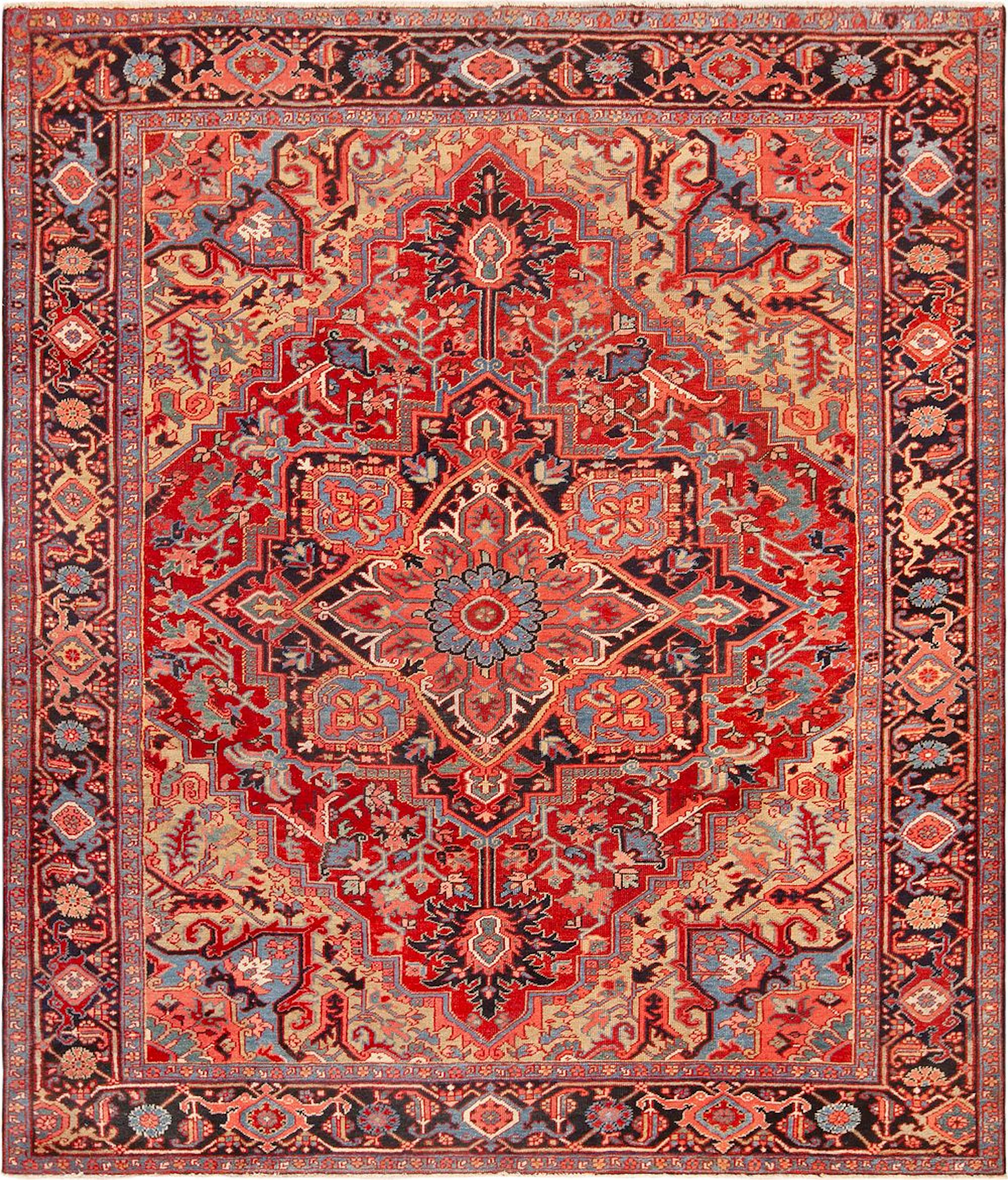 Antique Persian Heriz Serapi Rug - Circa 1920 - 9 ft 2 in x 8 ft (2.79