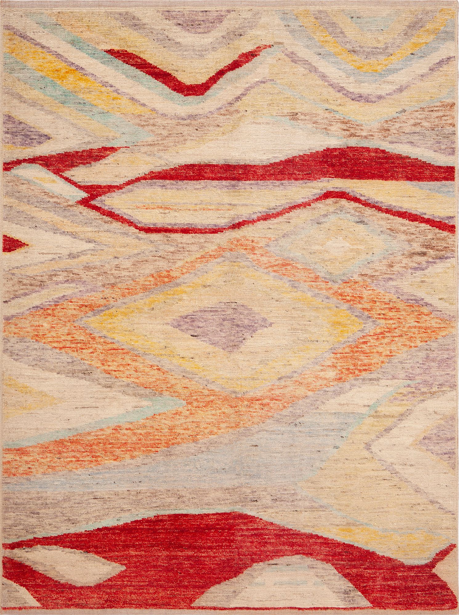 Geometric Woolen Handmade Rug 6 ft 8 in x 5 ft (2.03 m x 1.52 m)