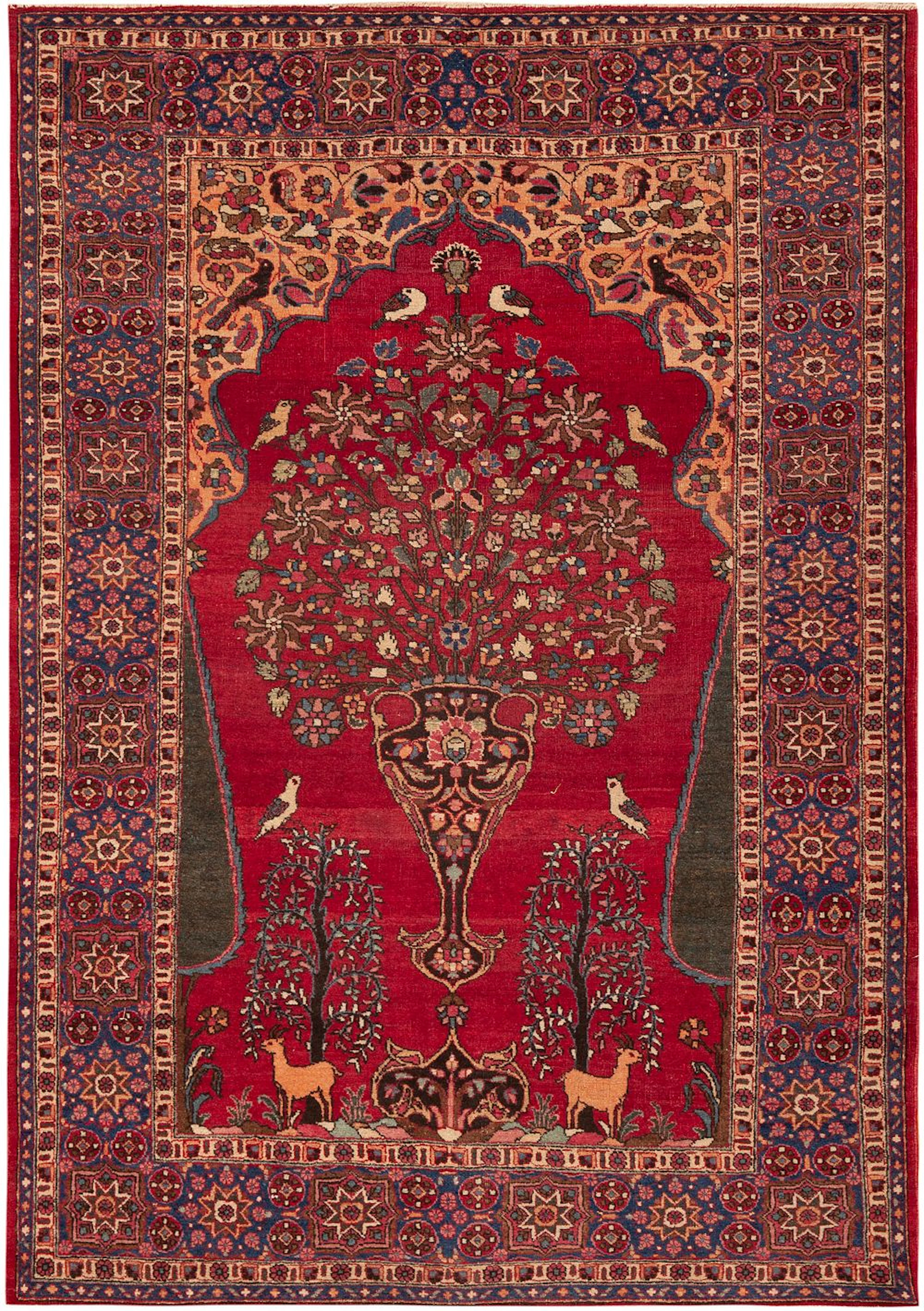No Reserve Antique Persian Khorassan Rug circa 1920's - 6 ft 6 in