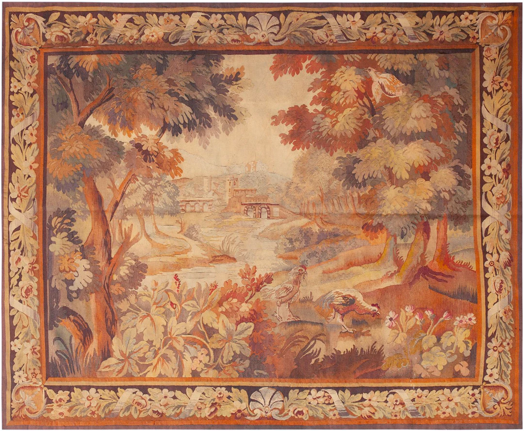 No reserve- Antique French Aubusson Silk-and-Wool Tapestry - circa
