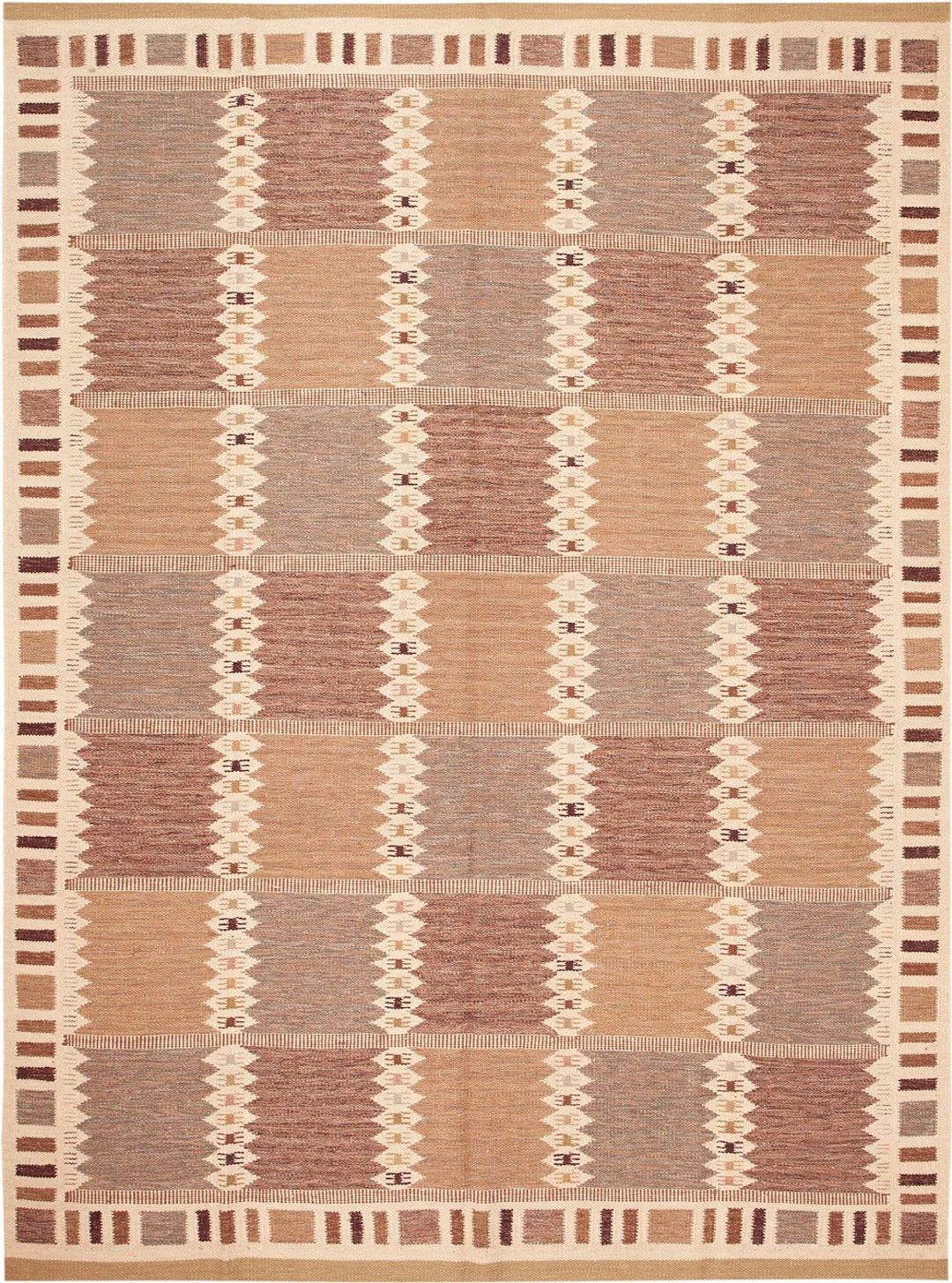 Mid-Century Modern Swedish Style Kilim 12 ft 4 in x 9 ft 1 in (3.76 m x 2.77 m)