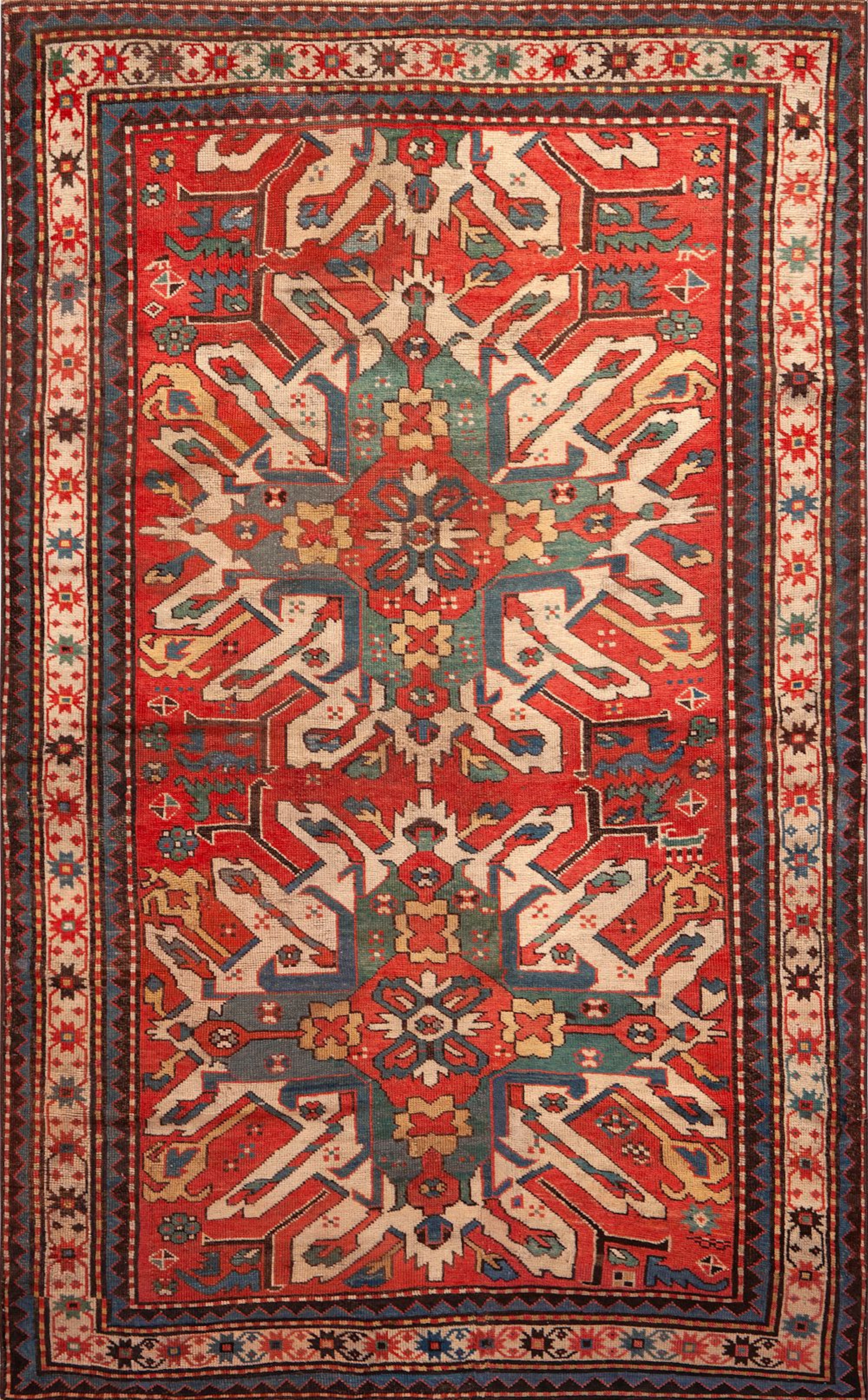 Antique Caucasian Eagle Kazak Rug - 7 ft 10 in x 4 ft 8 in (2.38 m x 1.42 m)